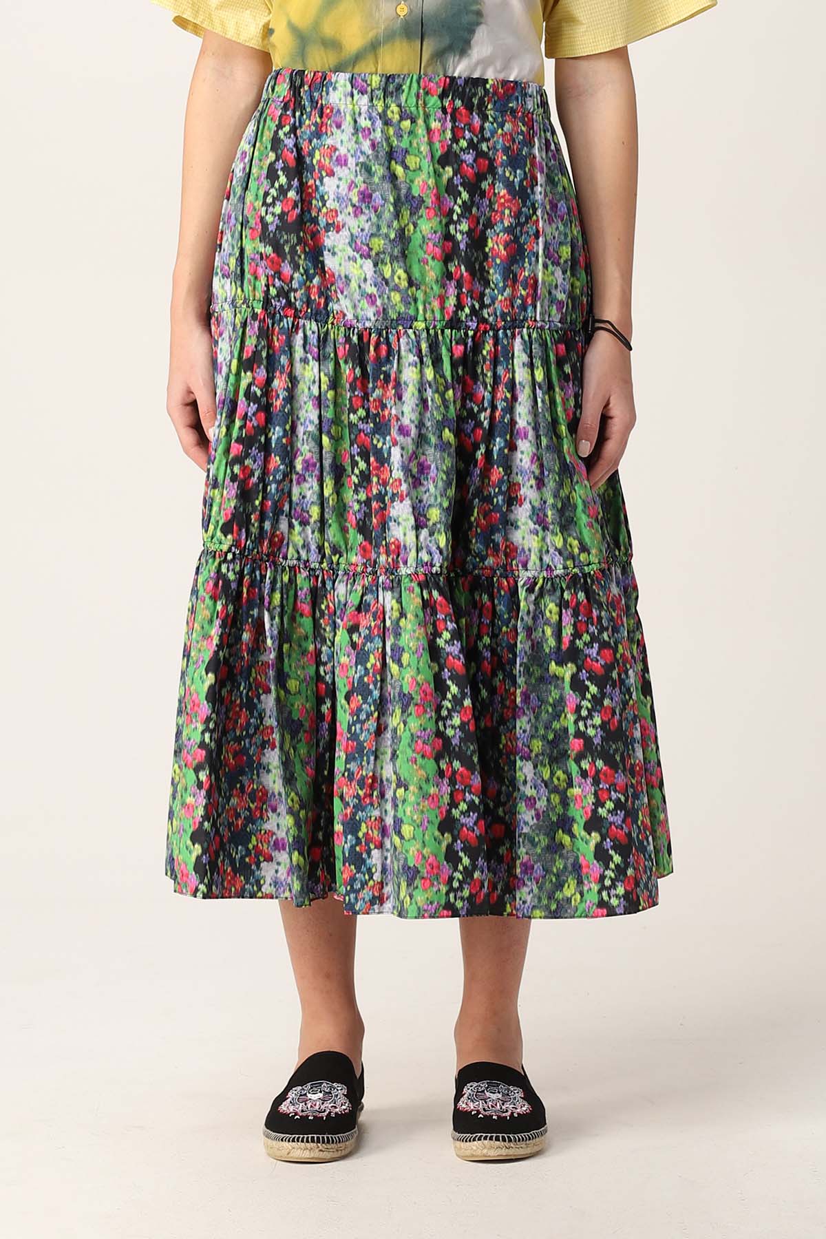 Kenzo Çiçek Desenli Büzgülü Midi Etek-Libas Trendy Fashion Store