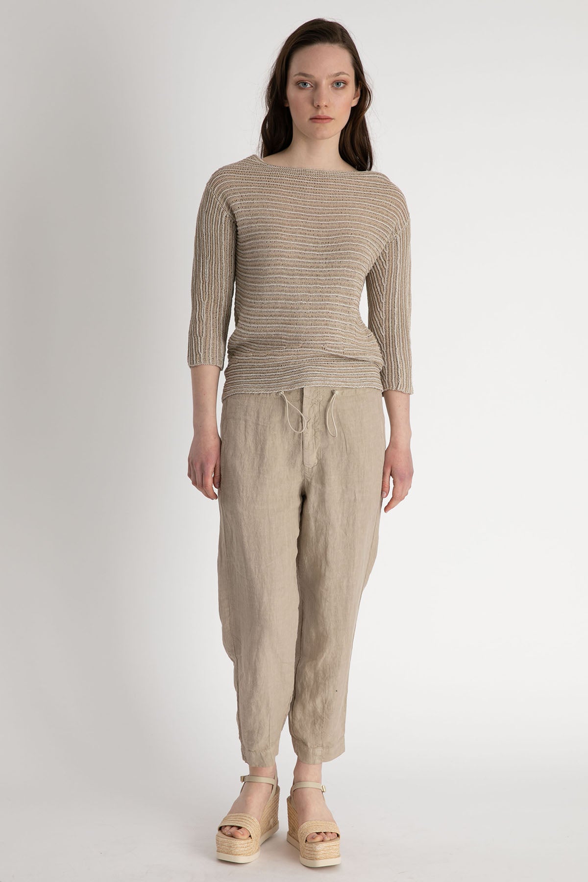 Transit Beli Lastikli Geniş Kesim Keten Pantolon-Libas Trendy Fashion Store