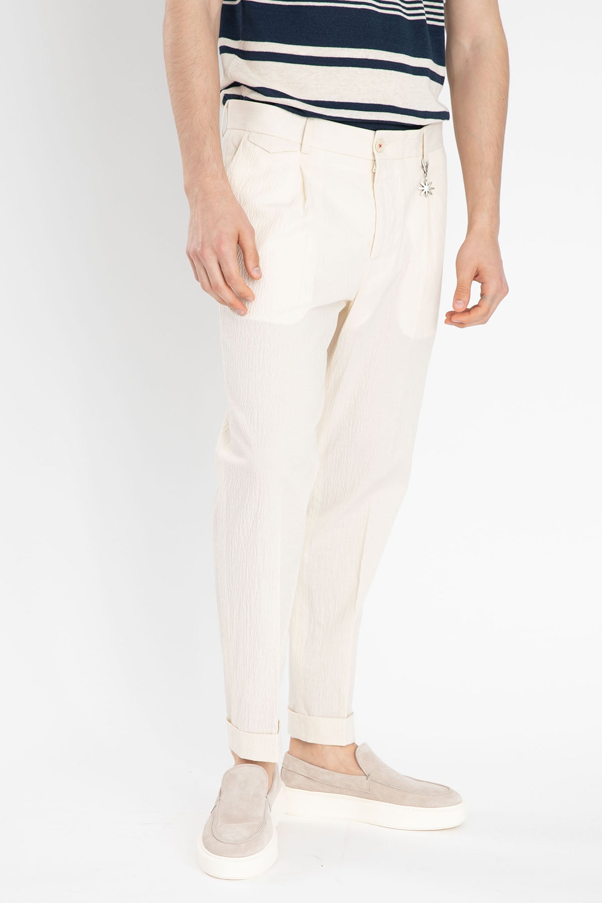 Manuel Ritz Tek Pile Duble Paça Gofre Pantolon-Libas Trendy Fashion Store