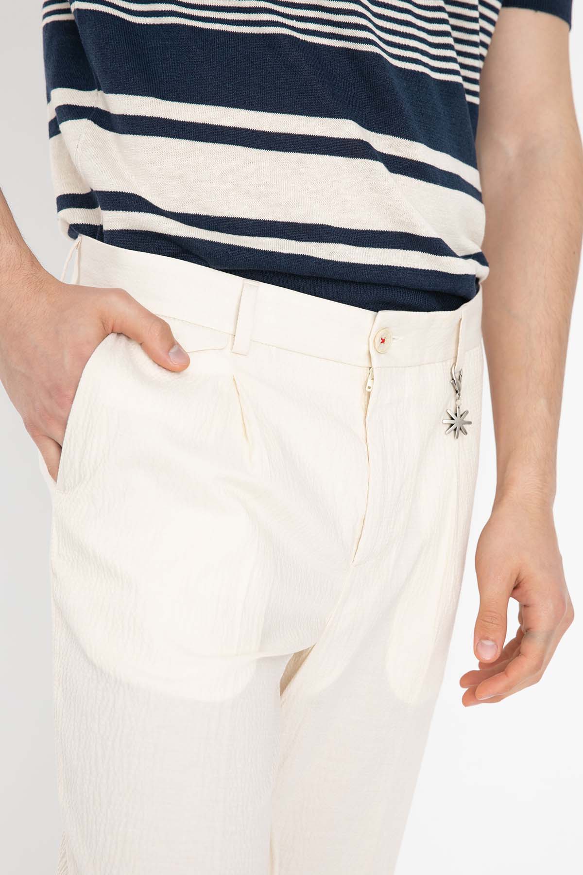 Manuel Ritz Tek Pile Duble Paça Gofre Pantolon-Libas Trendy Fashion Store