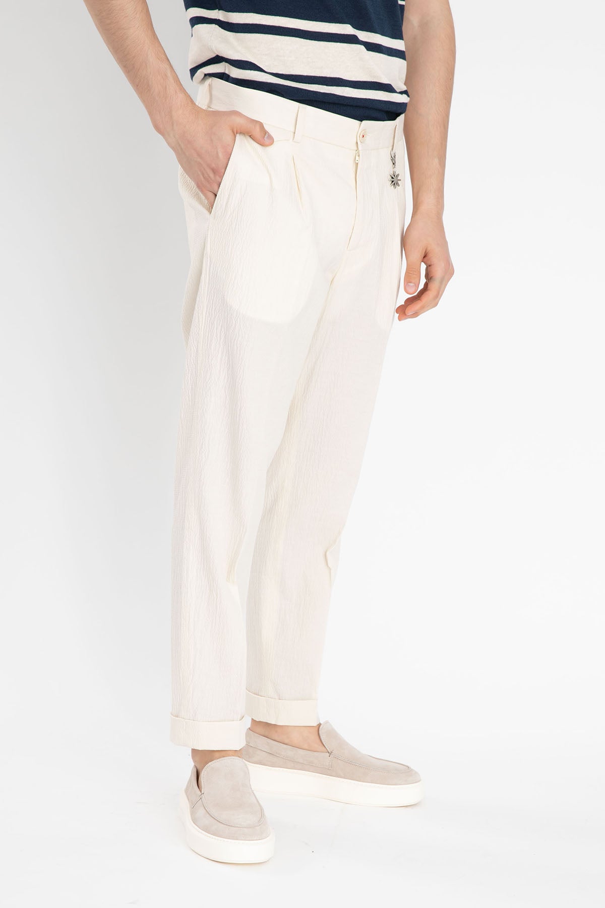 Manuel Ritz Tek Pile Duble Paça Gofre Pantolon-Libas Trendy Fashion Store
