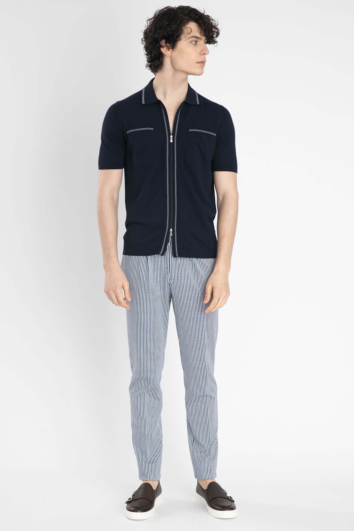 Manuel Ritz Beli Lastikli Çizgili Pantolon-Libas Trendy Fashion Store