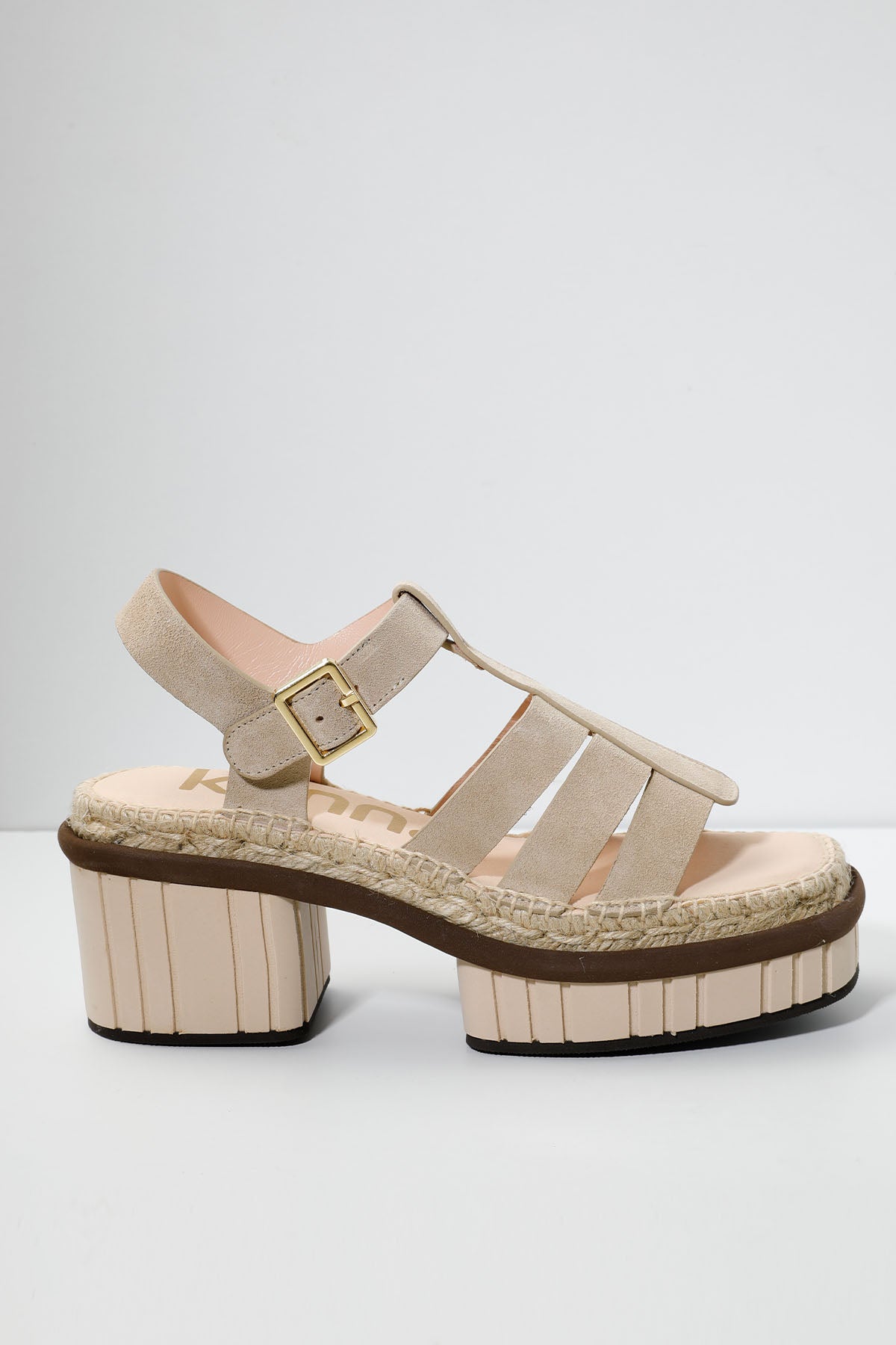 Kanna Ayrık Platform Tabanlı Küt Burun Süet Sandalet-Libas Trendy Fashion Store