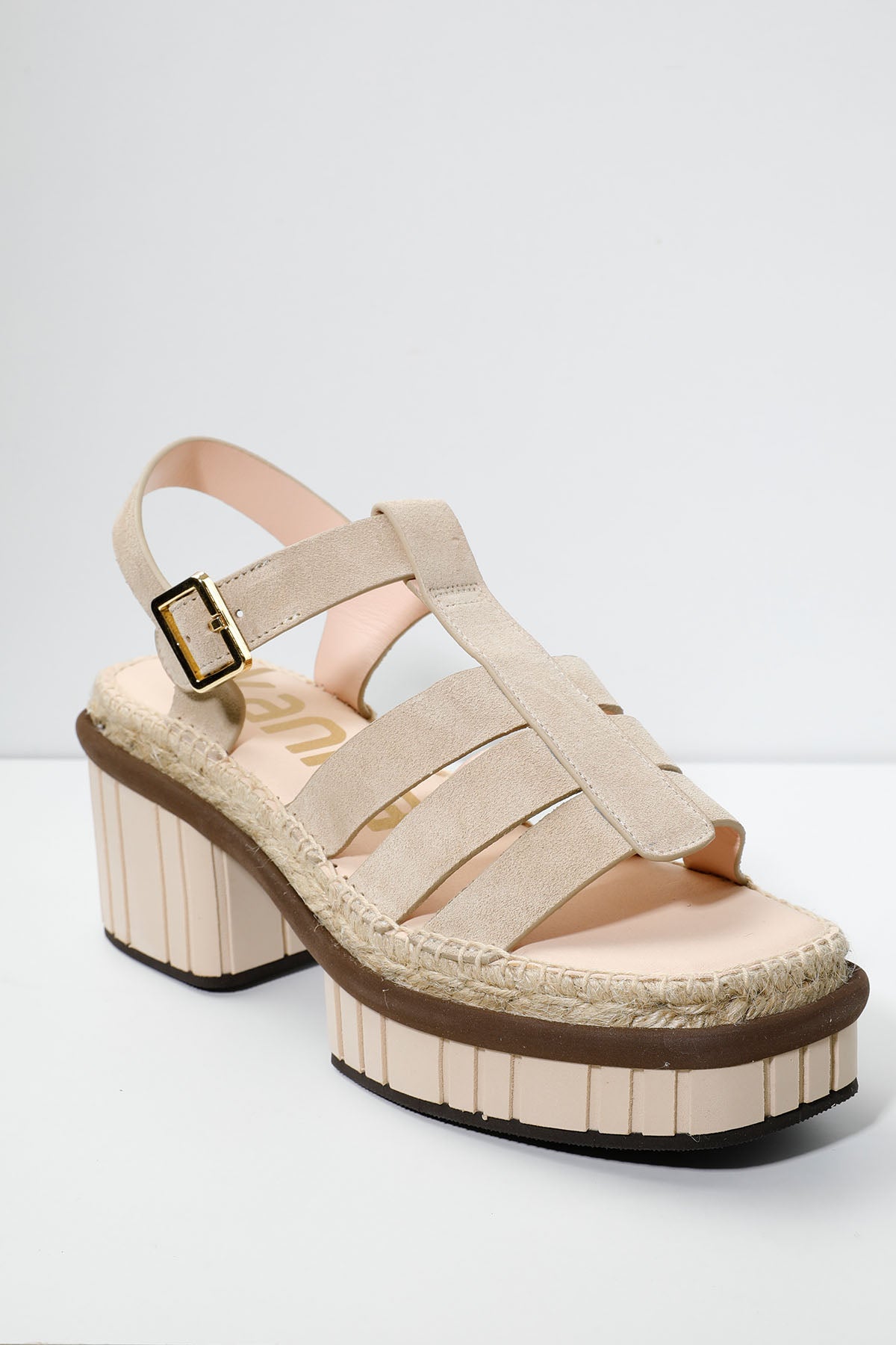 Kanna Ayrık Platform Tabanlı Küt Burun Süet Sandalet-Libas Trendy Fashion Store
