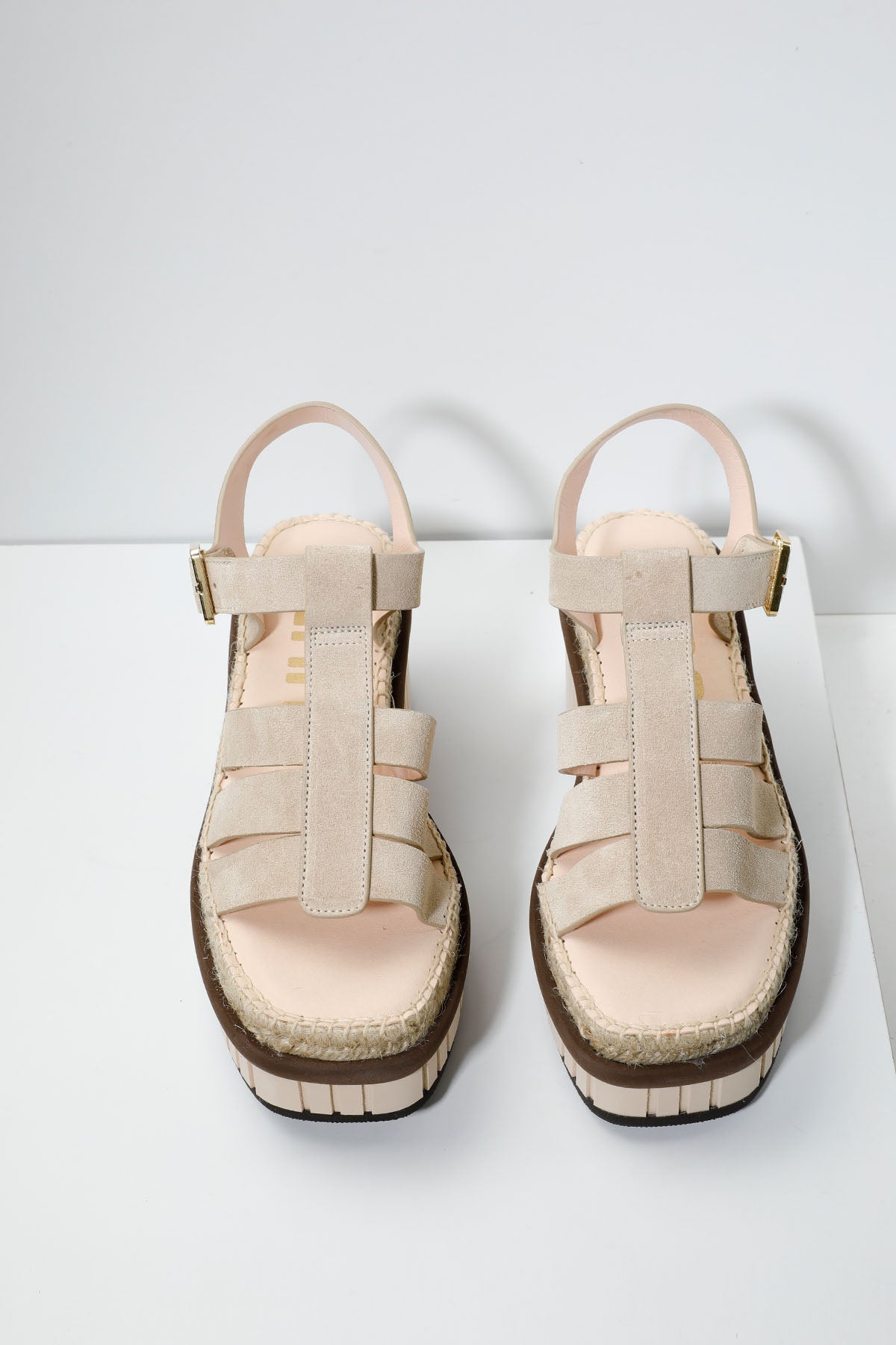 Kanna Ayrık Platform Tabanlı Küt Burun Süet Sandalet-Libas Trendy Fashion Store