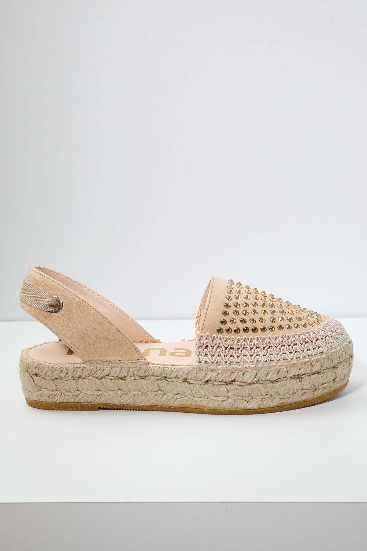 Kanna Bilekten Bağlamalı Taş Detaylı Süet Espadril-Libas Trendy Fashion Store