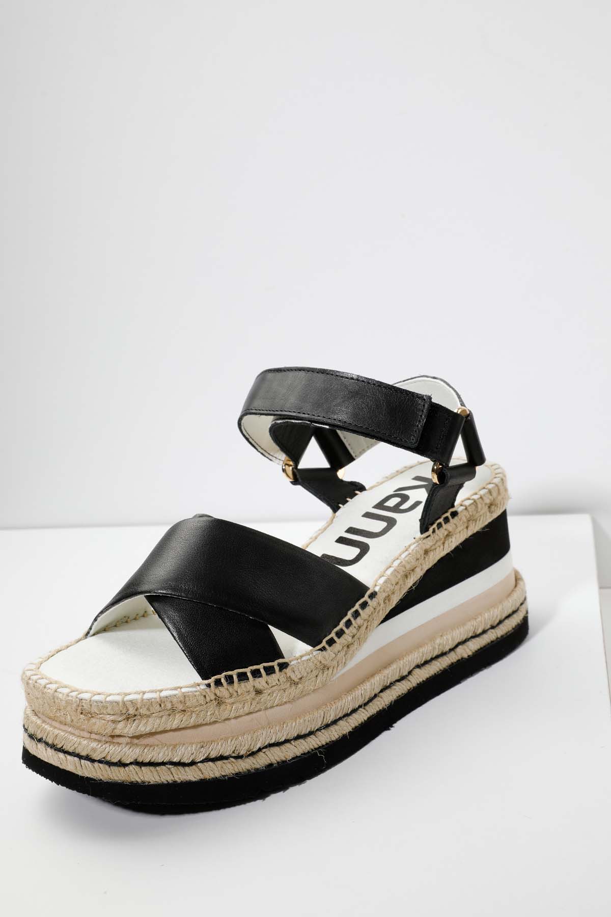 Kanna Küt Burun Dolgu Topuk Deri Sandalet-Libas Trendy Fashion Store