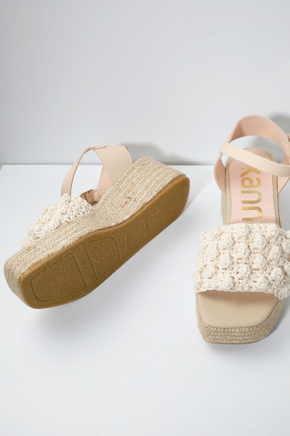 Kanna Küt Burun Platform Taban Örgü Detaylı Sandalet-Libas Trendy Fashion Store