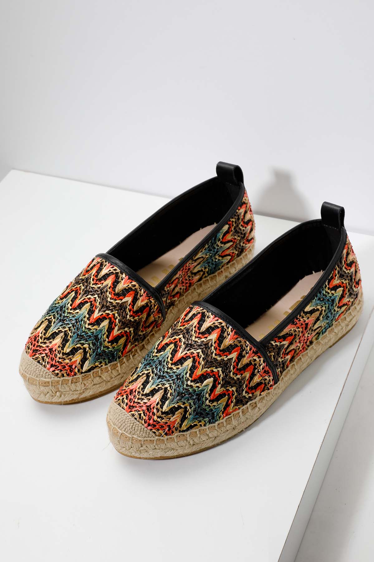 Kanna Renk Geçişli Hasır Örgü Espadril Ayakkabı-Libas Trendy Fashion Store