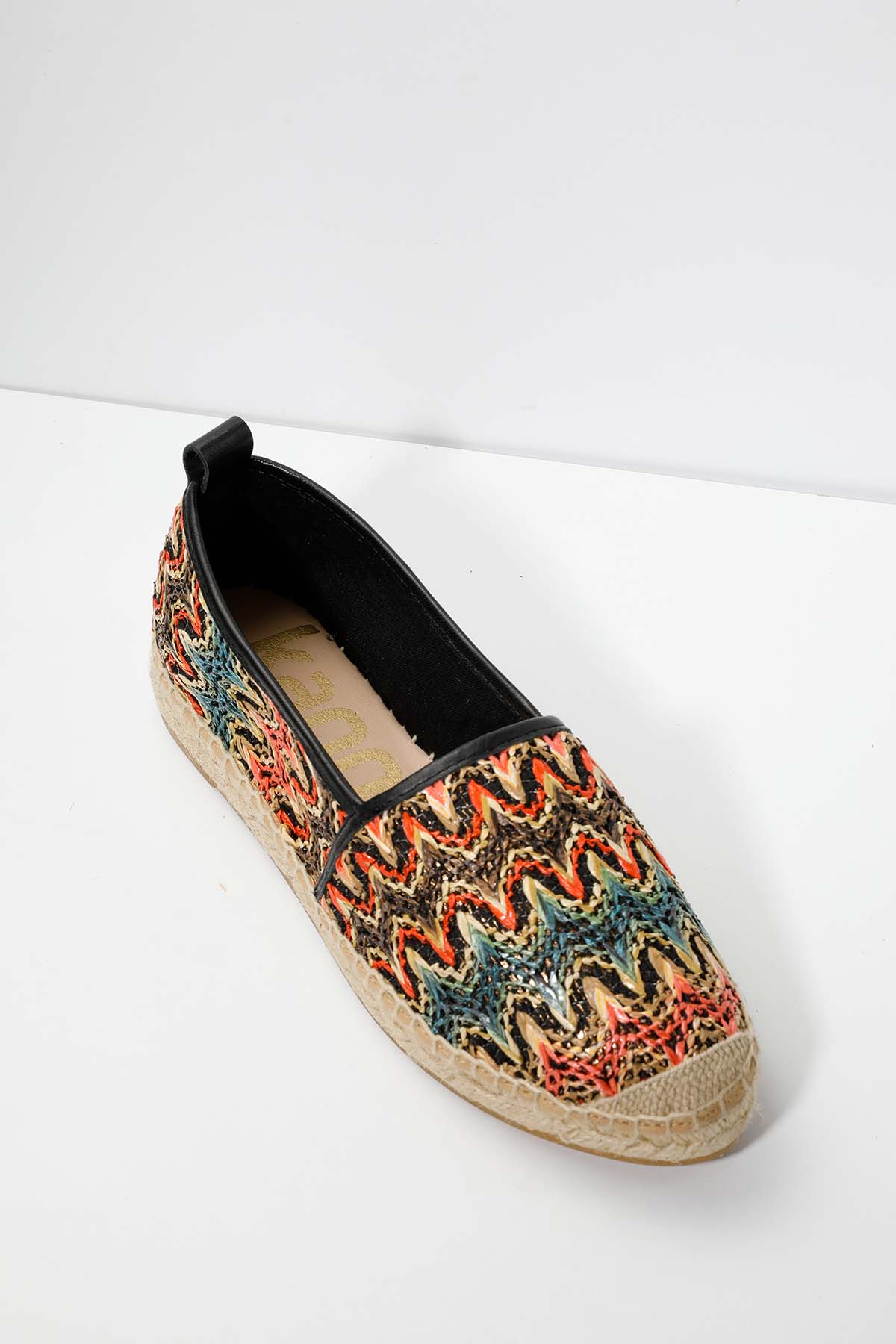 Kanna Renk Geçişli Hasır Örgü Espadril Ayakkabı-Libas Trendy Fashion Store