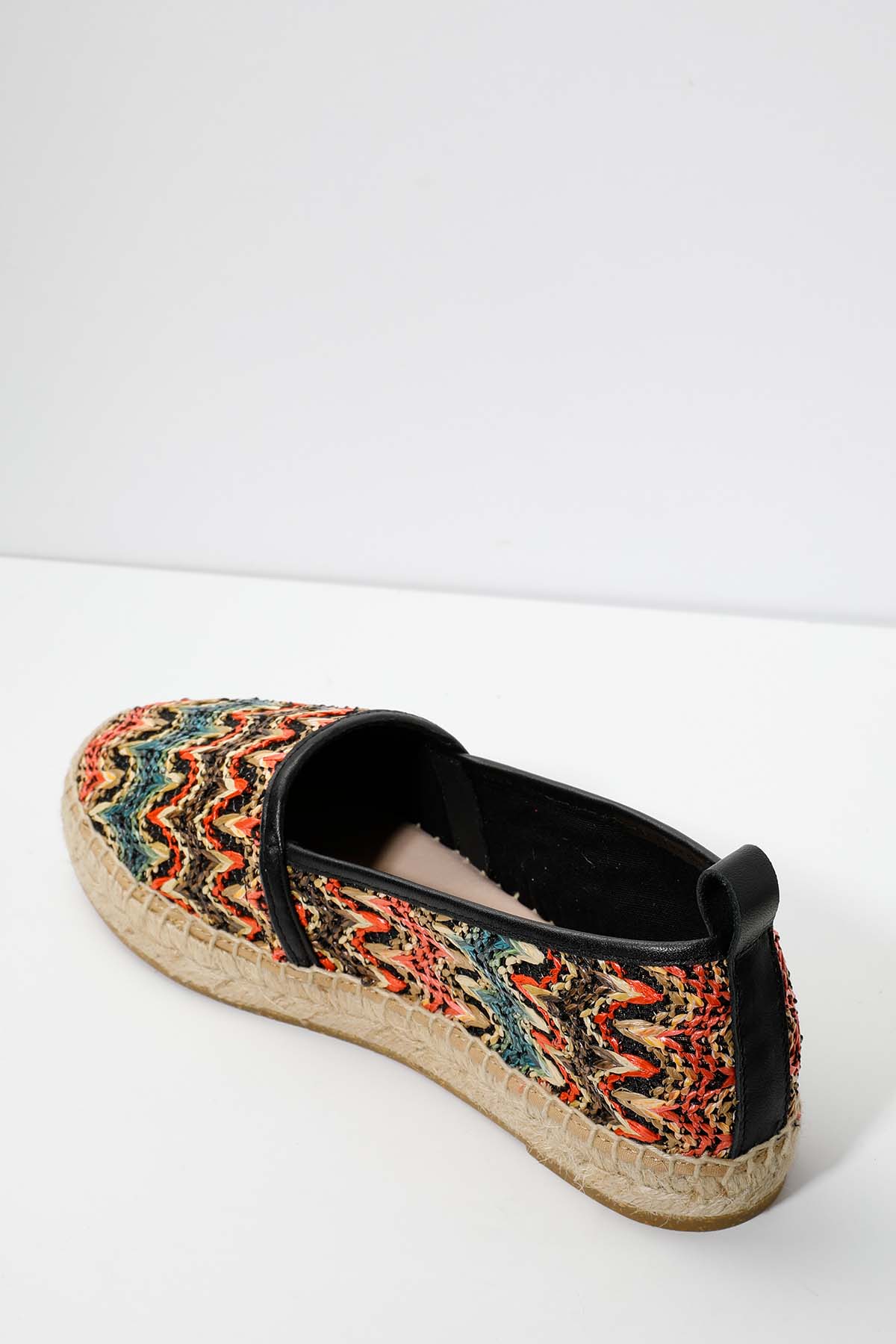 Kanna Renk Geçişli Hasır Örgü Espadril Ayakkabı-Libas Trendy Fashion Store