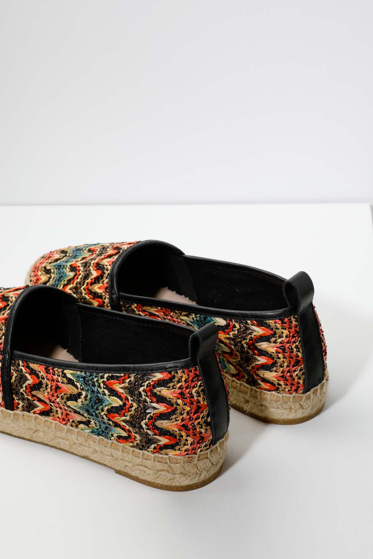 Kanna Renk Geçişli Hasır Örgü Espadril Ayakkabı-Libas Trendy Fashion Store