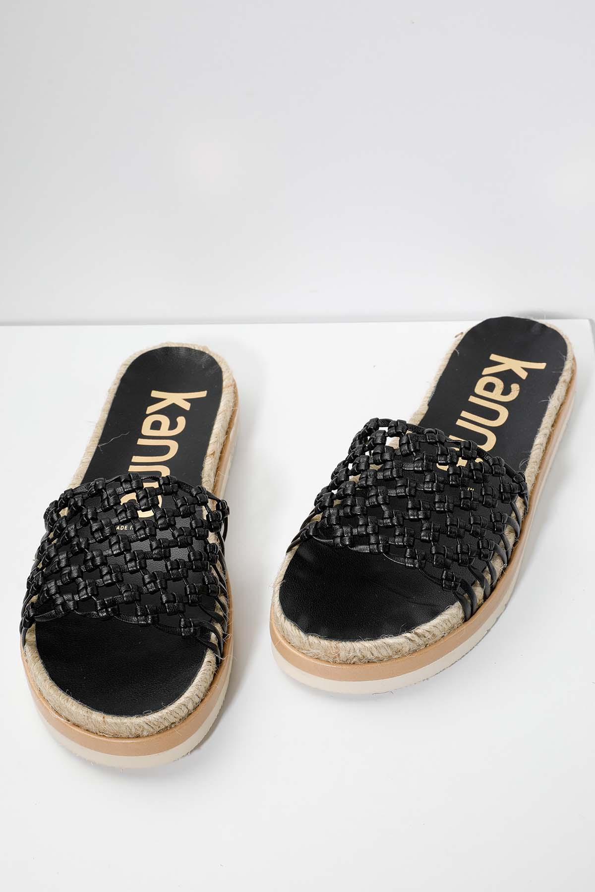 Kanna Örgü Detaylı Deri Terlik-Libas Trendy Fashion Store