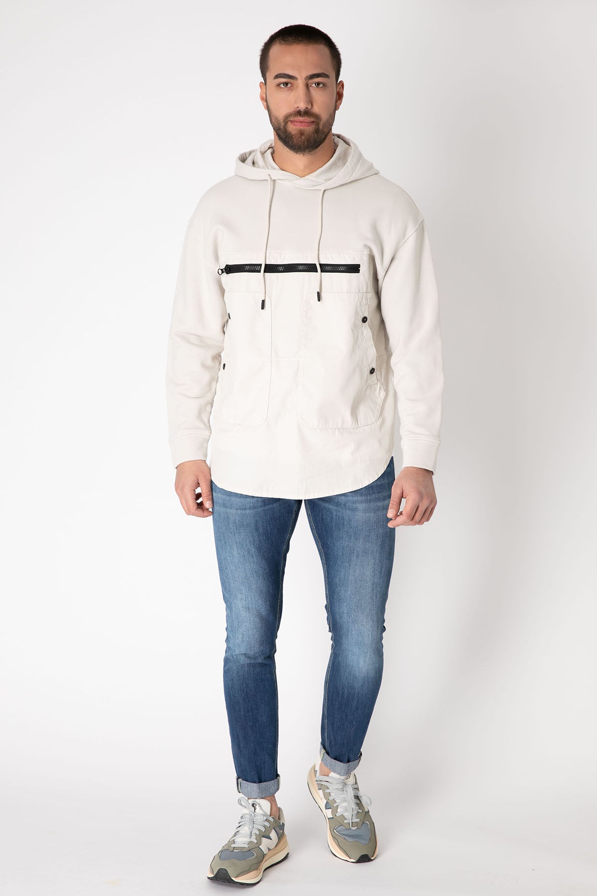 Dondup Fermuar Detaylı Geniş Kesim Kapüşonlu Sweatshirt-Libas Trendy Fashion Store