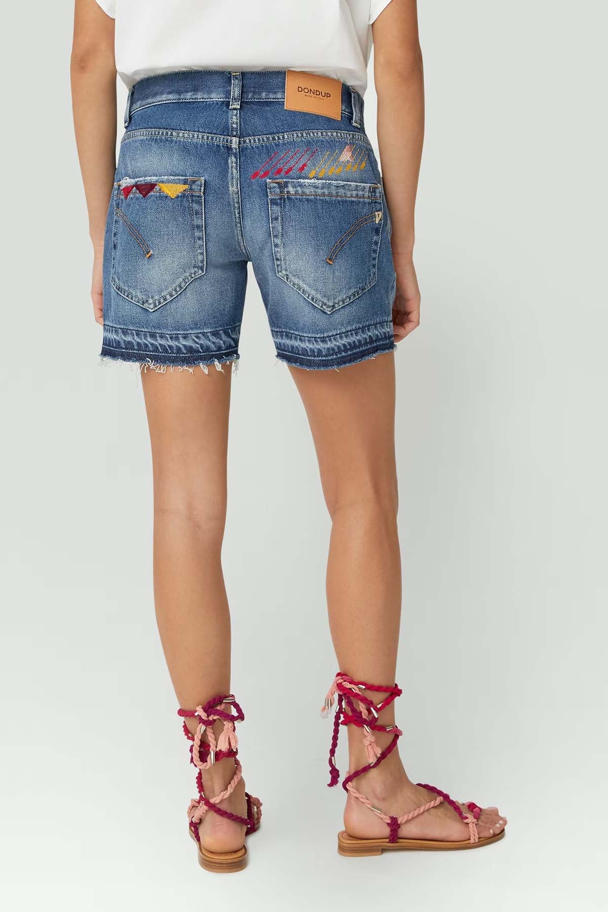 Dondup Gea Düşük Bel Nakış Detaylı Jean Şort-Libas Trendy Fashion Store