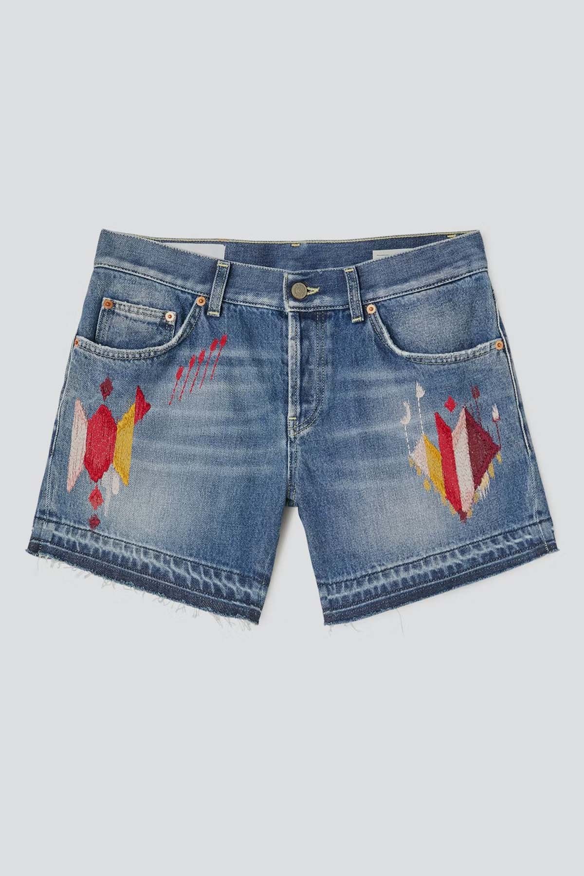 Dondup Gea Düşük Bel Nakış Detaylı Jean Şort-Libas Trendy Fashion Store