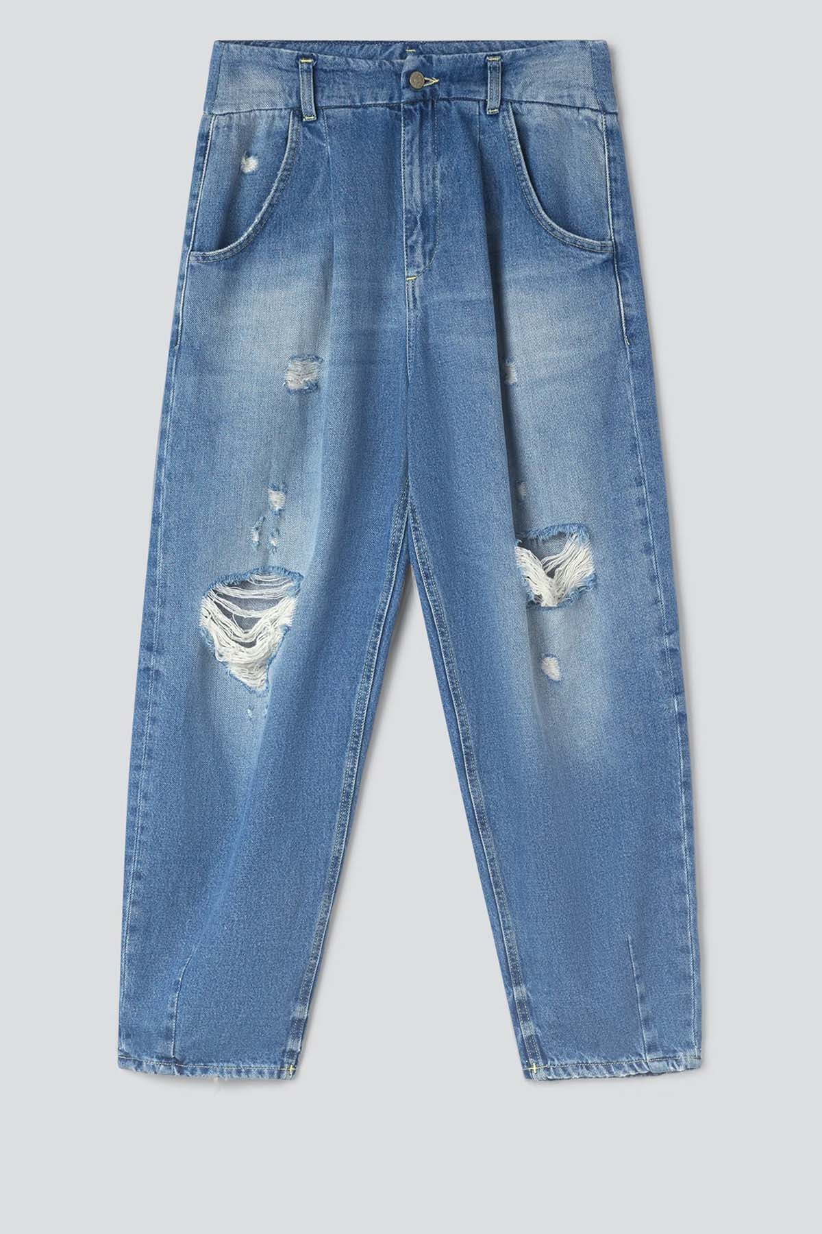 Dondup Flor Yırtık Detaylı Loose Fit Jeans-Libas Trendy Fashion Store