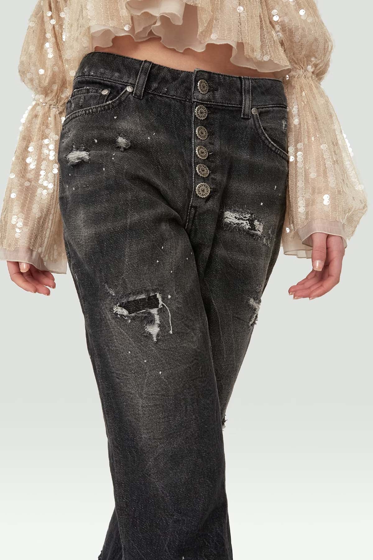 Dondup Koons Düğme Detaylı Loose Fit Jeans-Libas Trendy Fashion Store