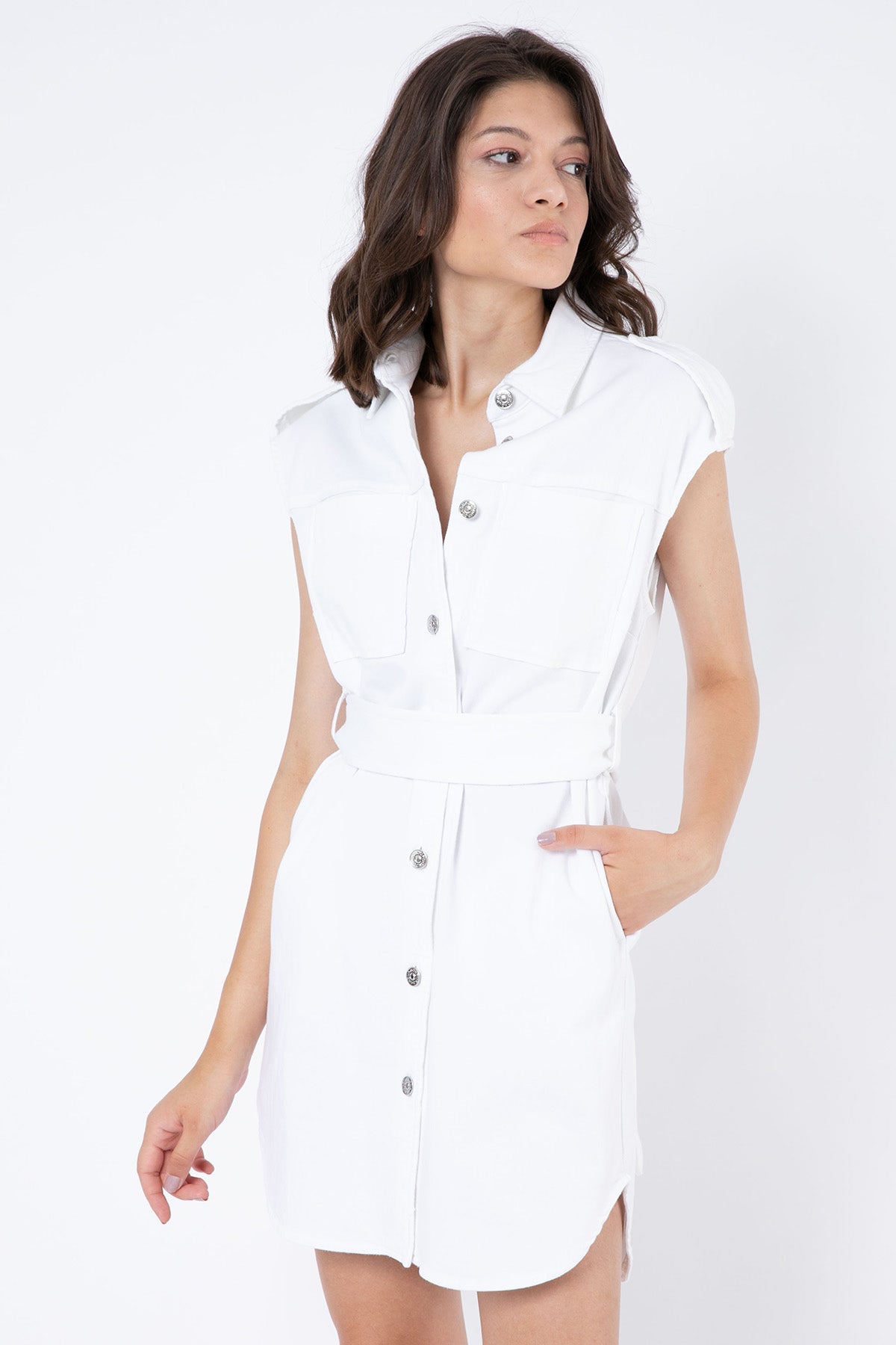 Dondup Kuşaklı Streç Denim Elbise-Libas Trendy Fashion Store
