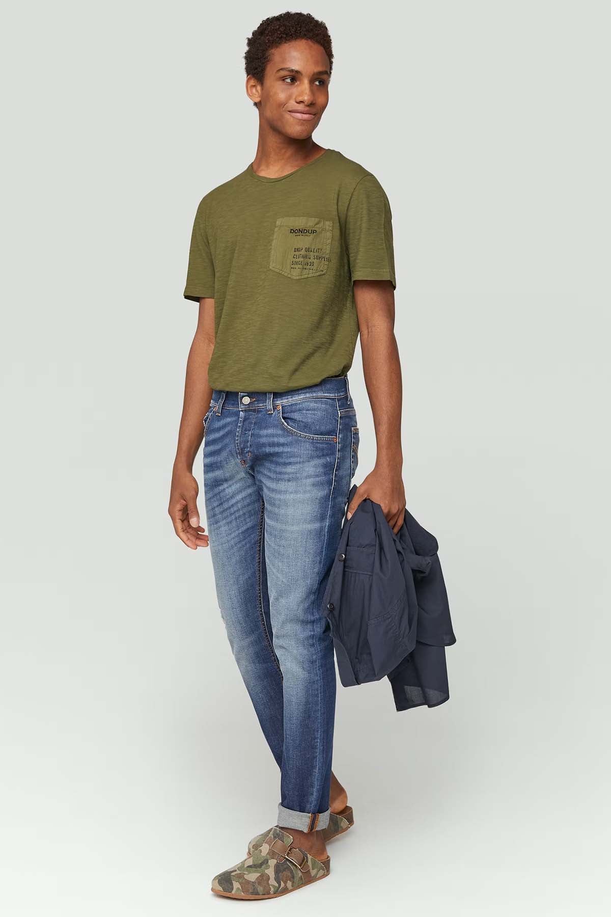 Dondup Yuvarlak Yaka Cep Detaylı Logolu T-shirt-Libas Trendy Fashion Store