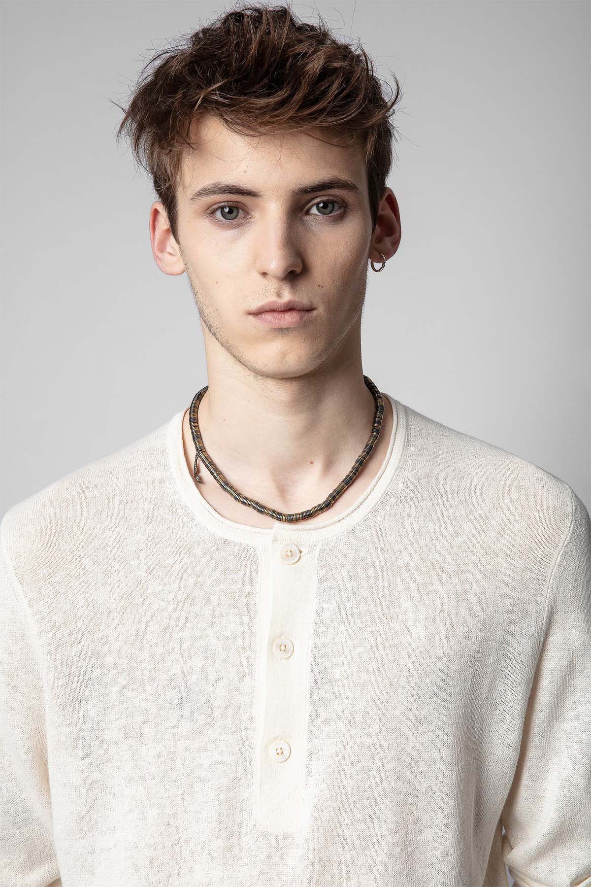 Zadig & Voltaire Düğmeli Yaka Keten Karışımlı Triko-Libas Trendy Fashion Store