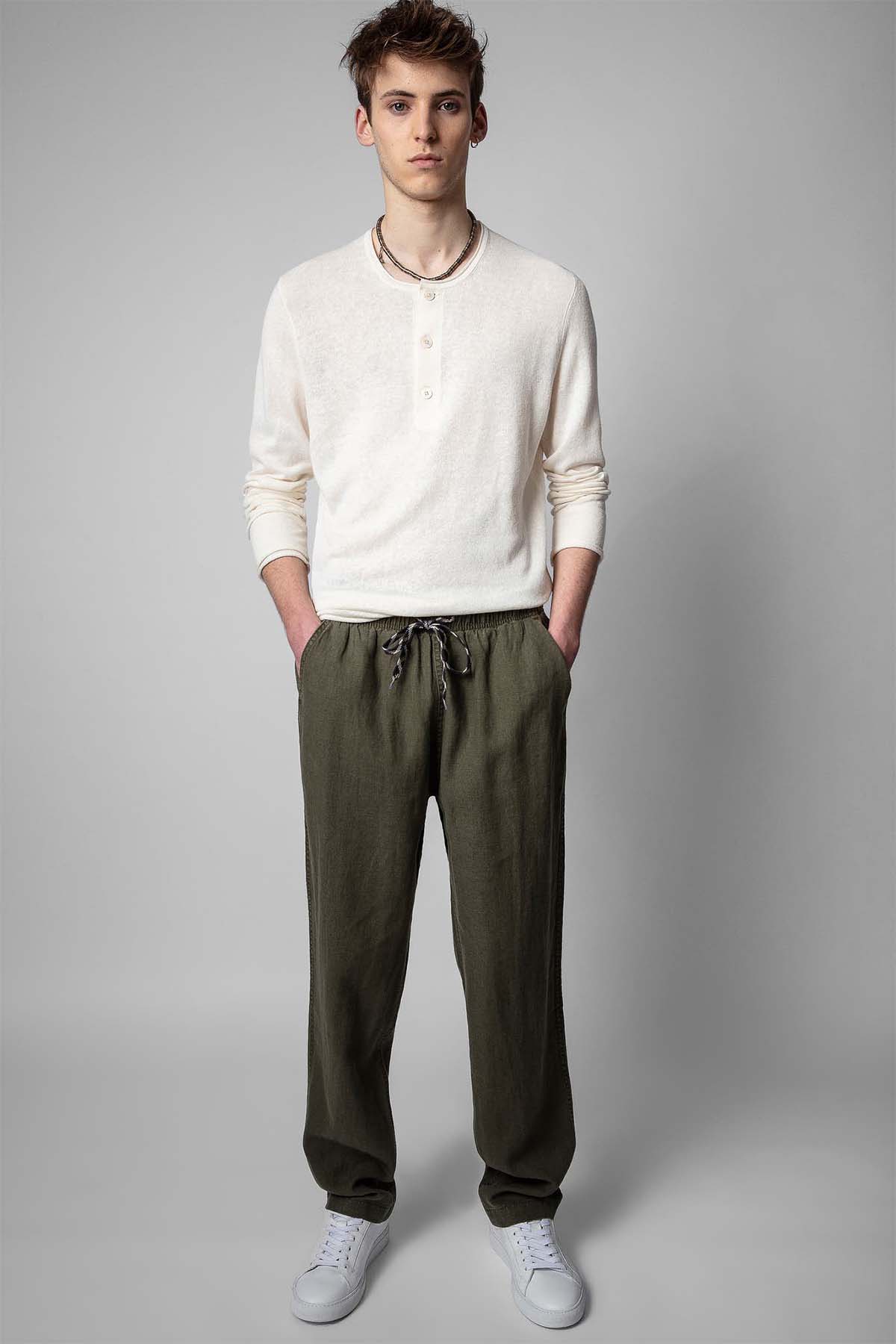 Zadig & Voltaire Düğmeli Yaka Keten Karışımlı Triko-Libas Trendy Fashion Store