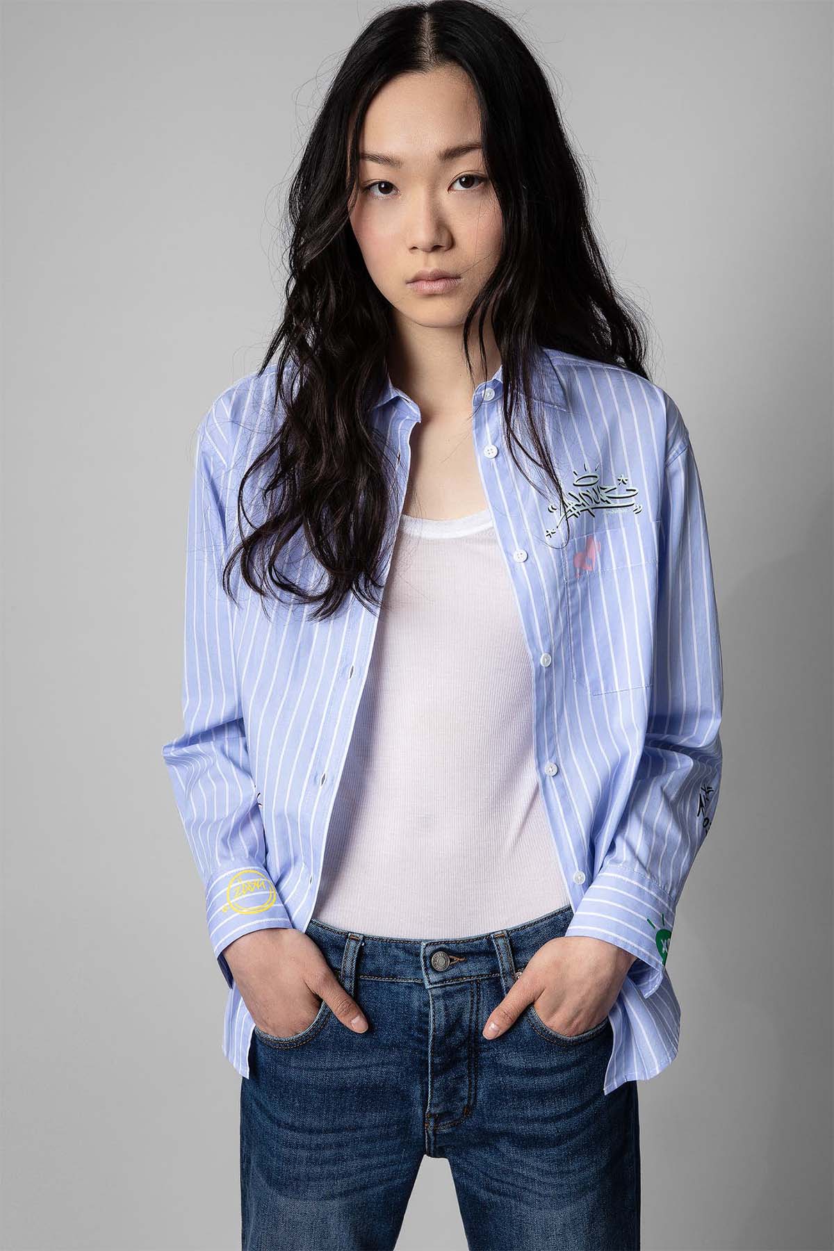 Zadig & Voltaire Çizgili Logo Baskılı Gömlek-Libas Trendy Fashion Store