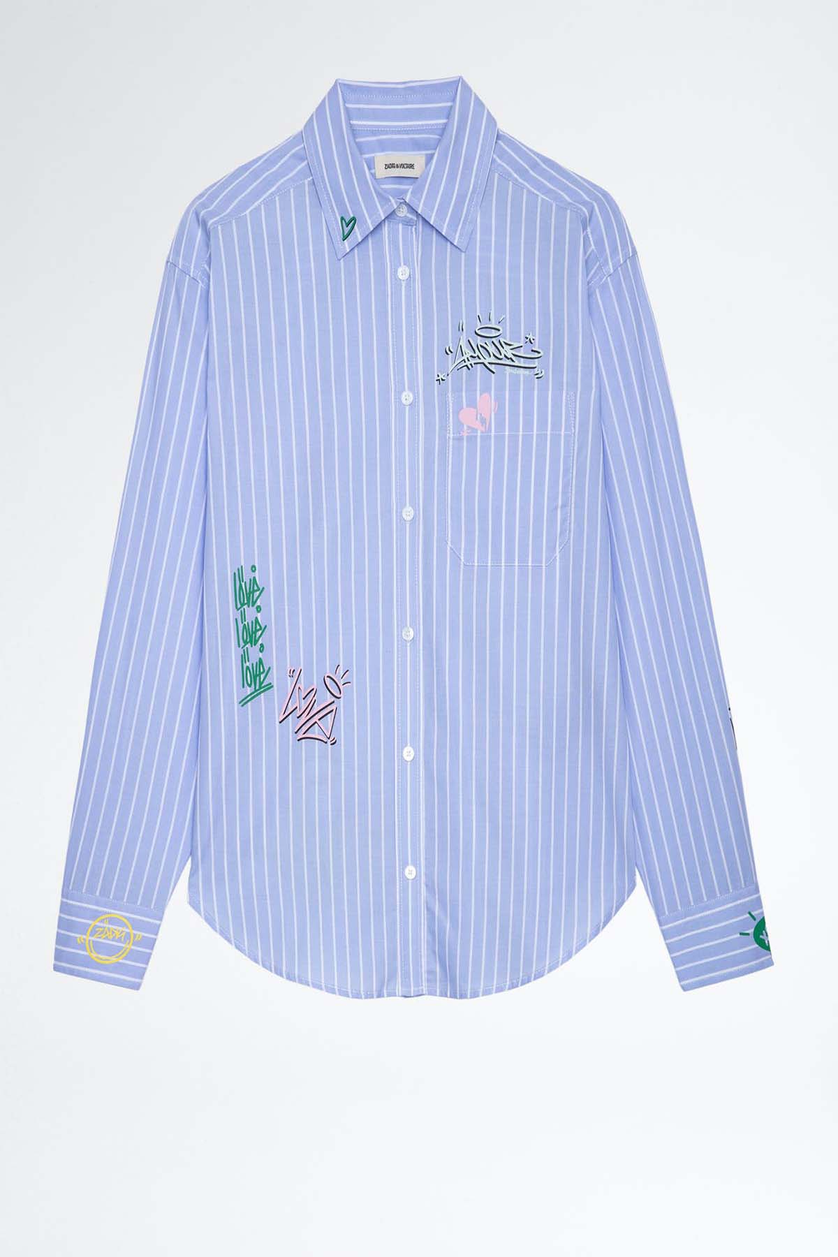 Zadig & Voltaire Çizgili Logo Baskılı Gömlek-Libas Trendy Fashion Store