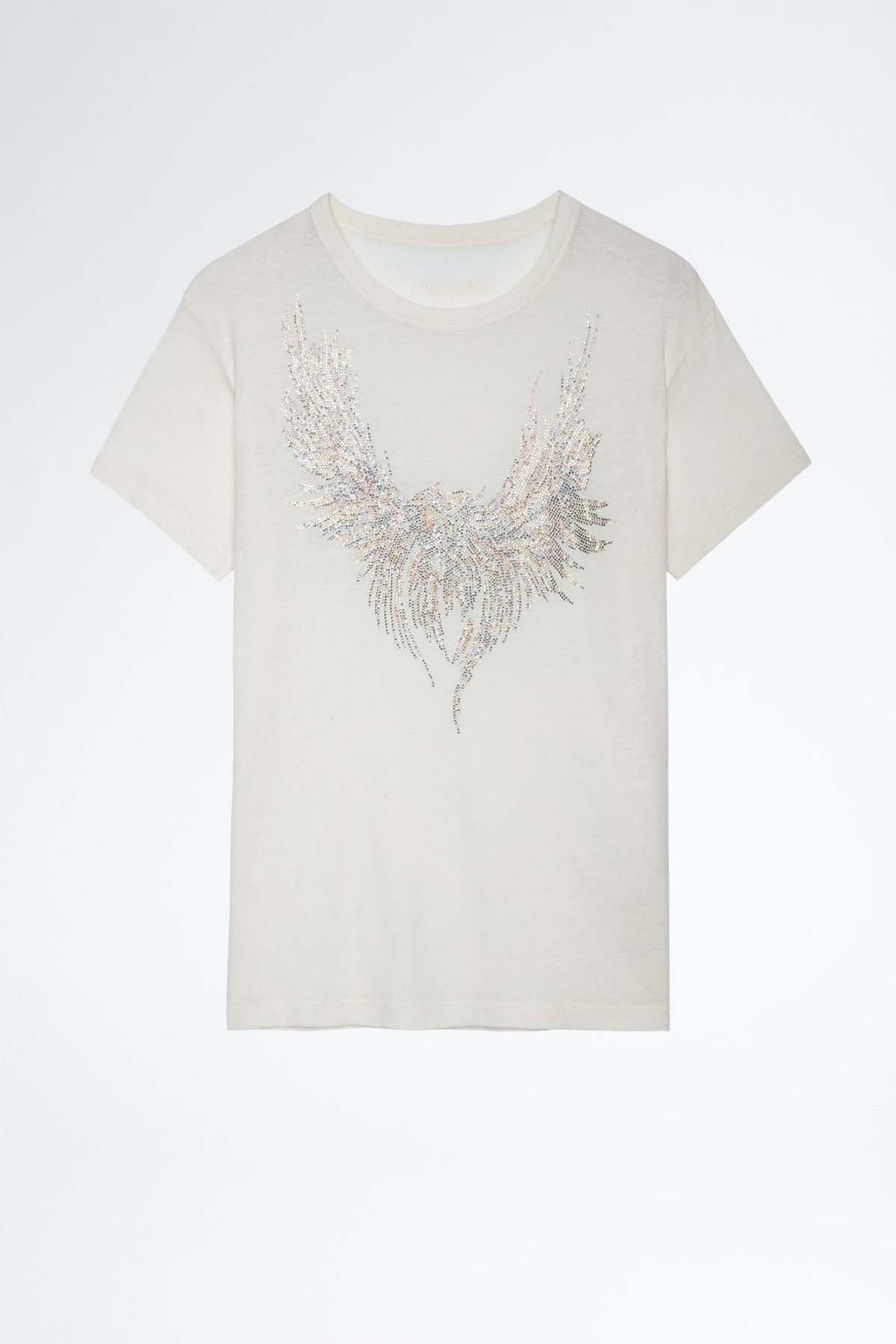 Zadig & Voltaire Keten Karışımlı Taş Aksesuarlı T-shirt-Libas Trendy Fashion Store