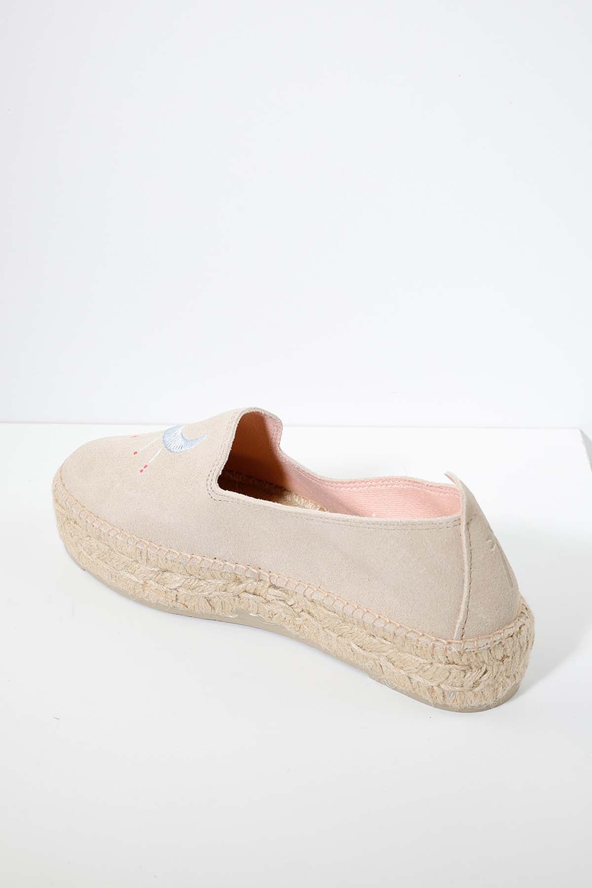 Manebi Palm Springs Nakış Desenli Süet Espadril-Libas Trendy Fashion Store