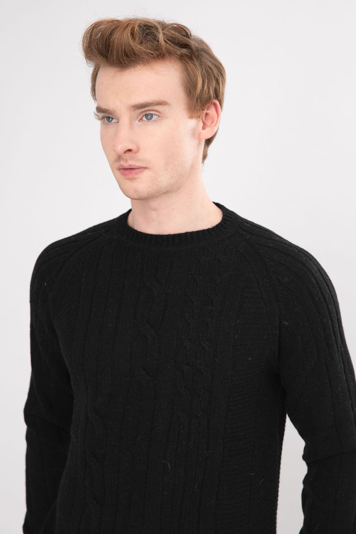 Manifattura Yuvarlak Yaka Saç Örgü Yün Triko-Libas Trendy Fashion Store