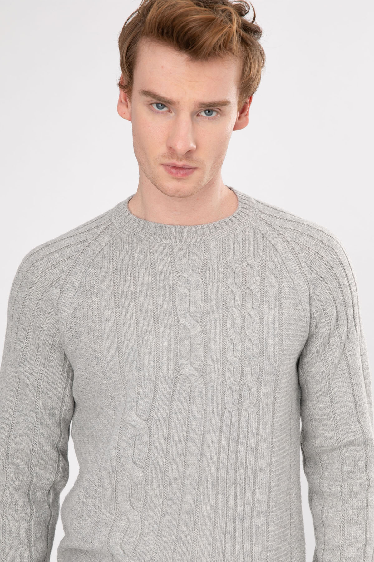 Manifattura Yuvarlak Yaka Saç Örgü Yün Triko-Libas Trendy Fashion Store