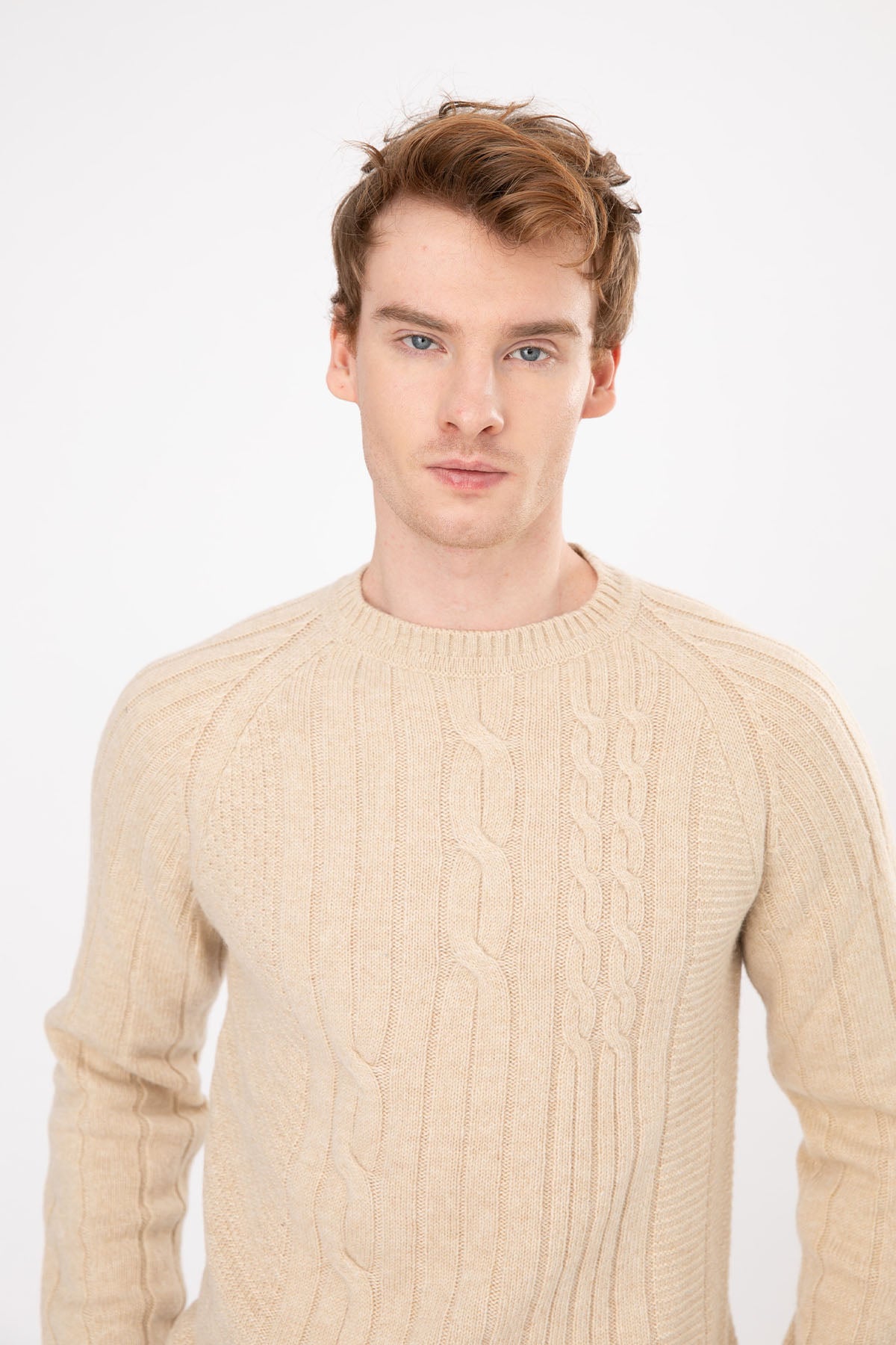 Manifattura Yuvarlak Yaka Saç Örgü Yün Triko-Libas Trendy Fashion Store