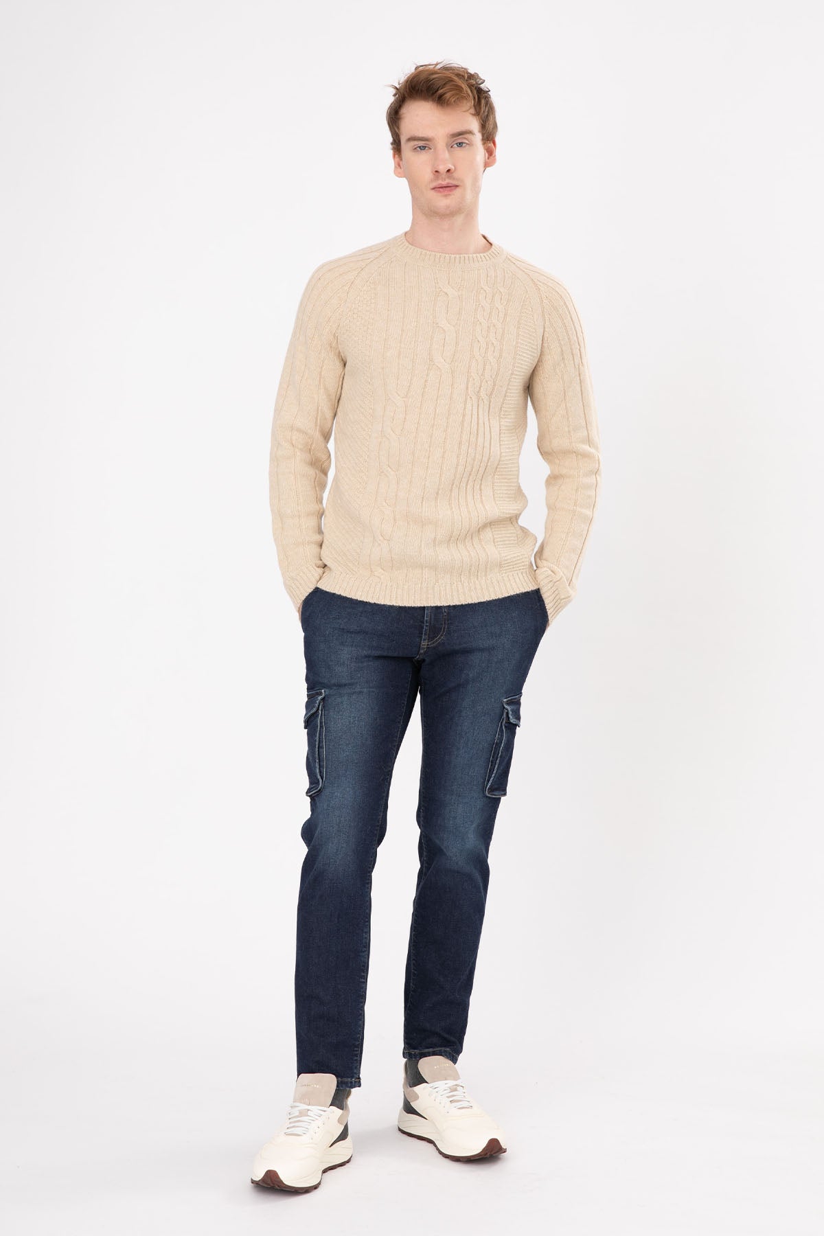 Manifattura Yuvarlak Yaka Saç Örgü Yün Triko-Libas Trendy Fashion Store