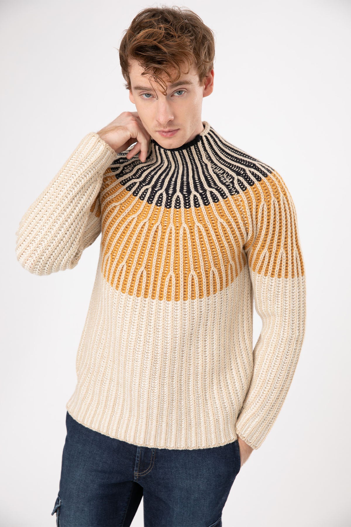 Manifattura Yarım Balıkçı Yaka Örgü Yün Triko-Libas Trendy Fashion Store