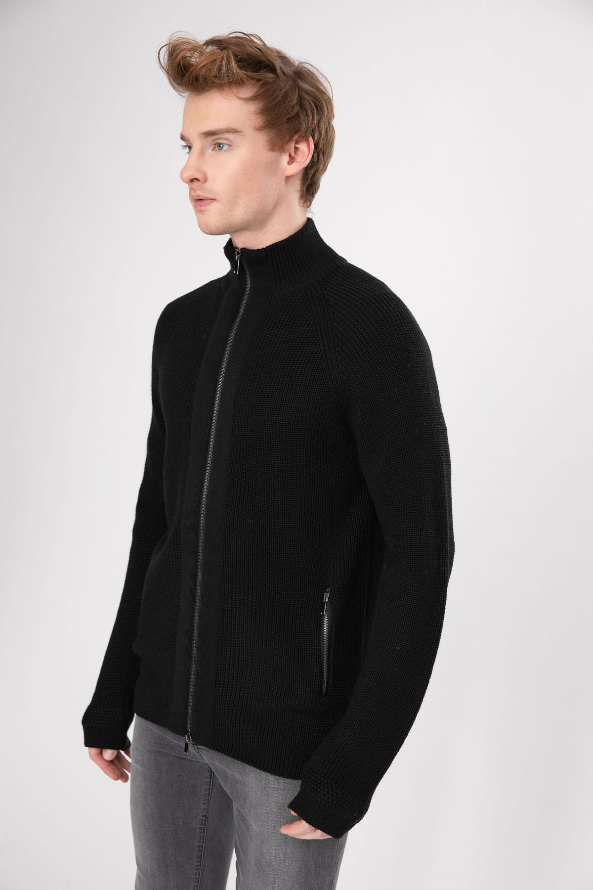 Manifattura Örgü Yün Fermuarlı Triko Ceket-Libas Trendy Fashion Store