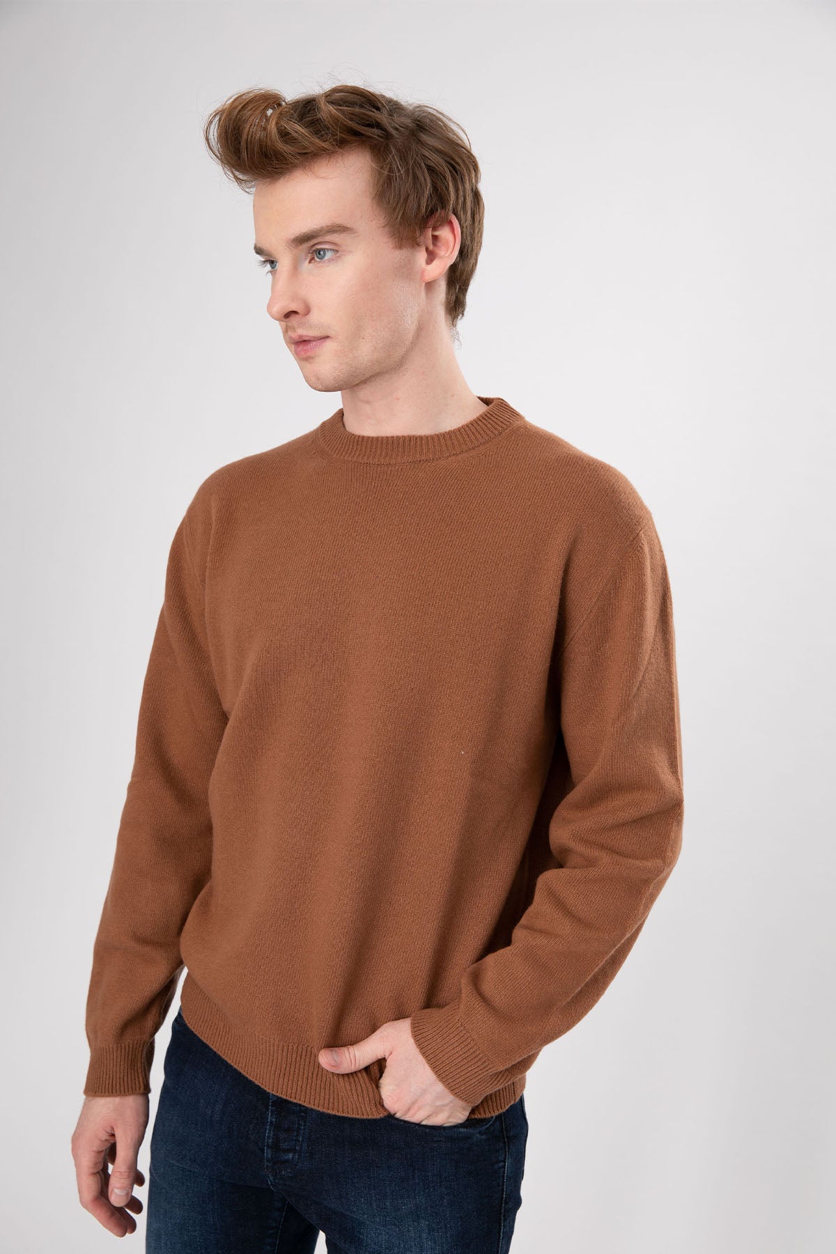 Manifattura Yuvarlak Yaka Kaşmirli Yün Triko-Libas Trendy Fashion Store