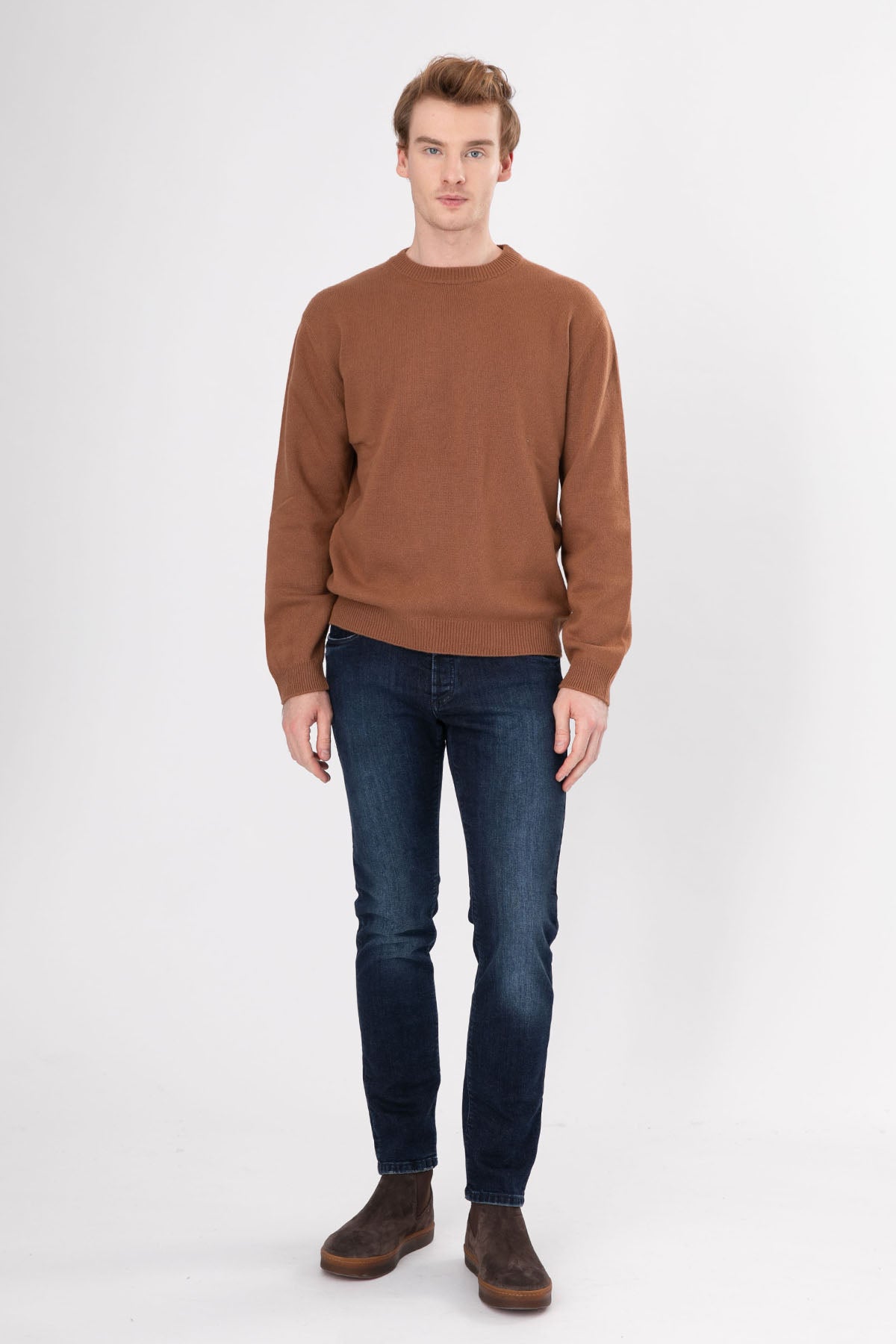 Manifattura Yuvarlak Yaka Kaşmirli Yün Triko-Libas Trendy Fashion Store