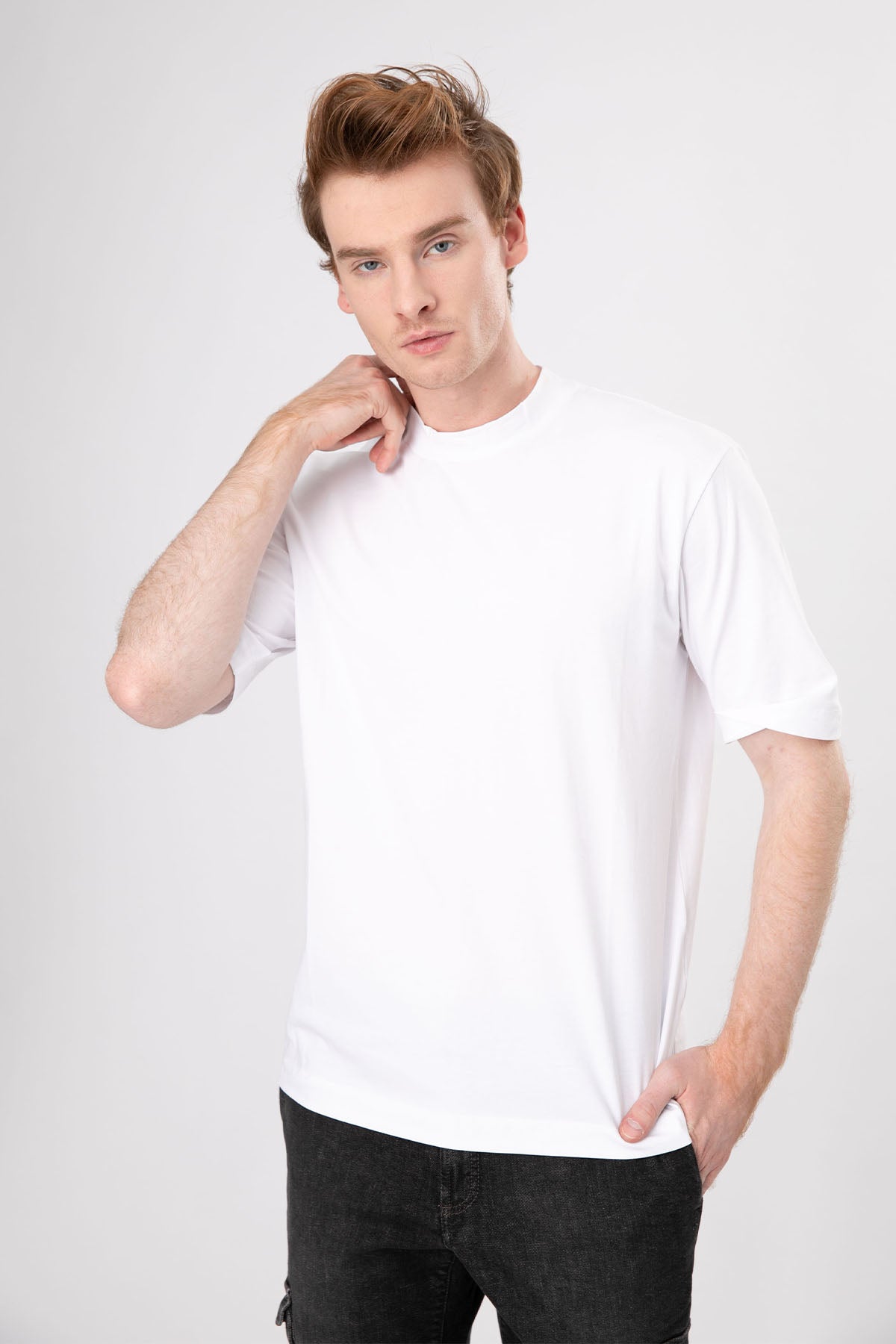 Manifattura Yuvarlak Yaka Streç T-shirt-Libas Trendy Fashion Store