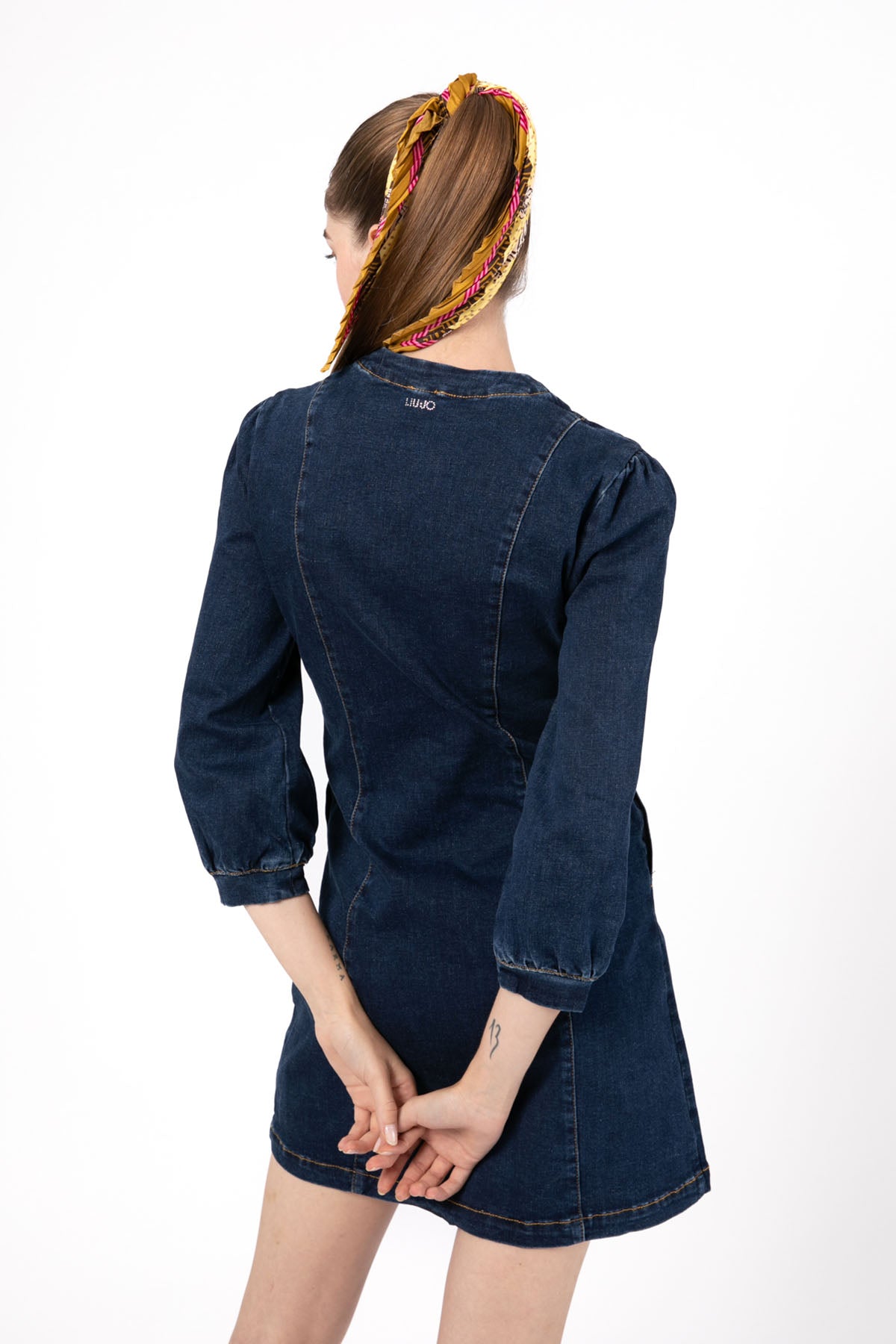 Liu Jo V Yaka Streç Denim Elbise-Libas Trendy Fashion Store