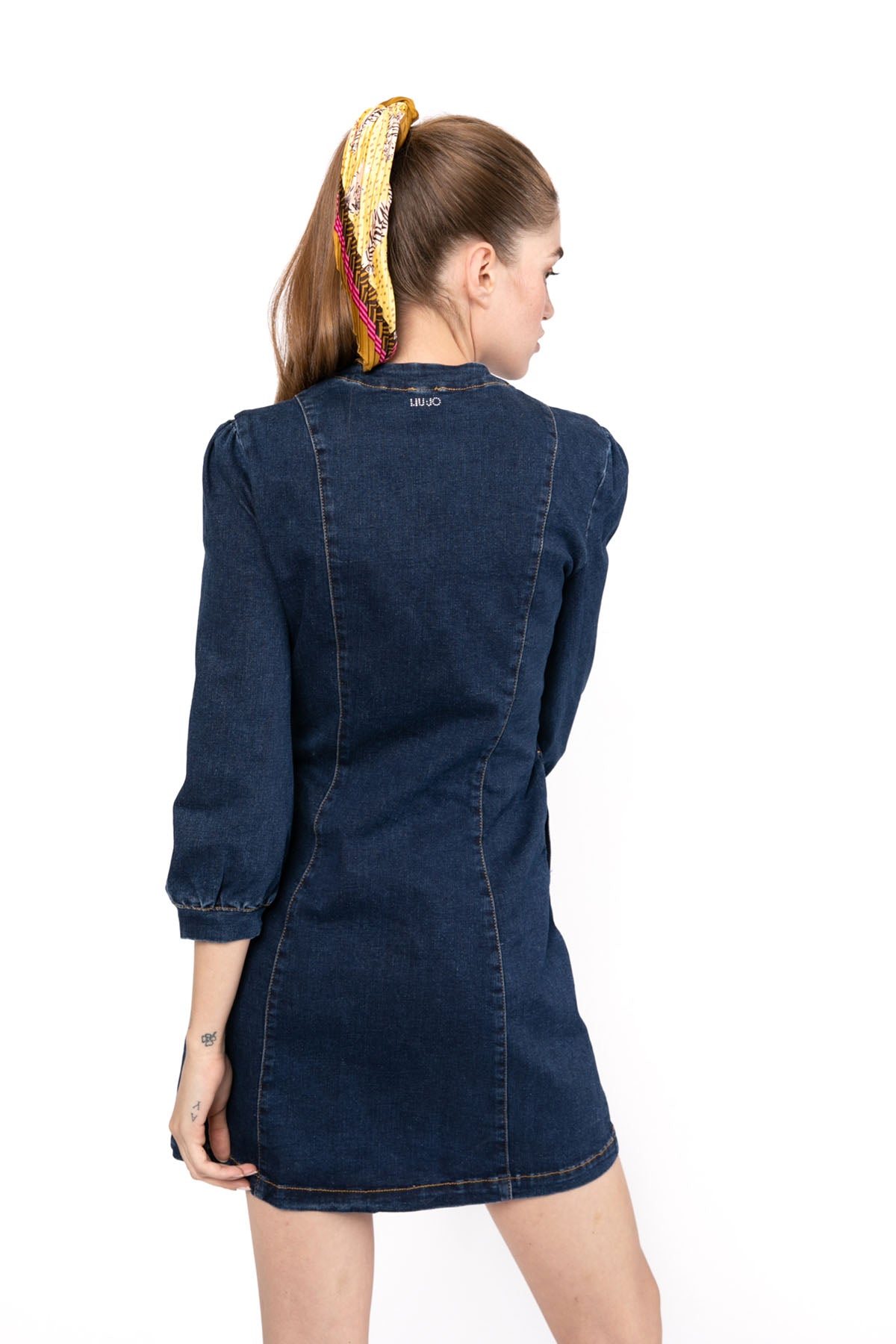 Liu Jo V Yaka Streç Denim Elbise-Libas Trendy Fashion Store