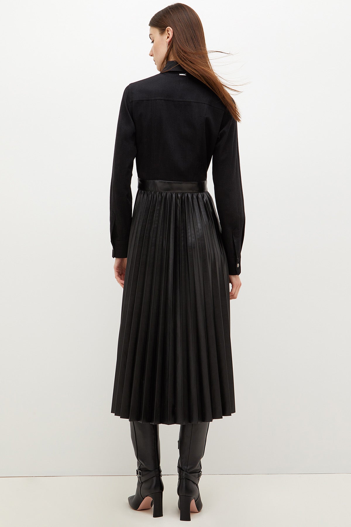 Liu Jo Piliseli Deri Etekli Elbise-Libas Trendy Fashion Store