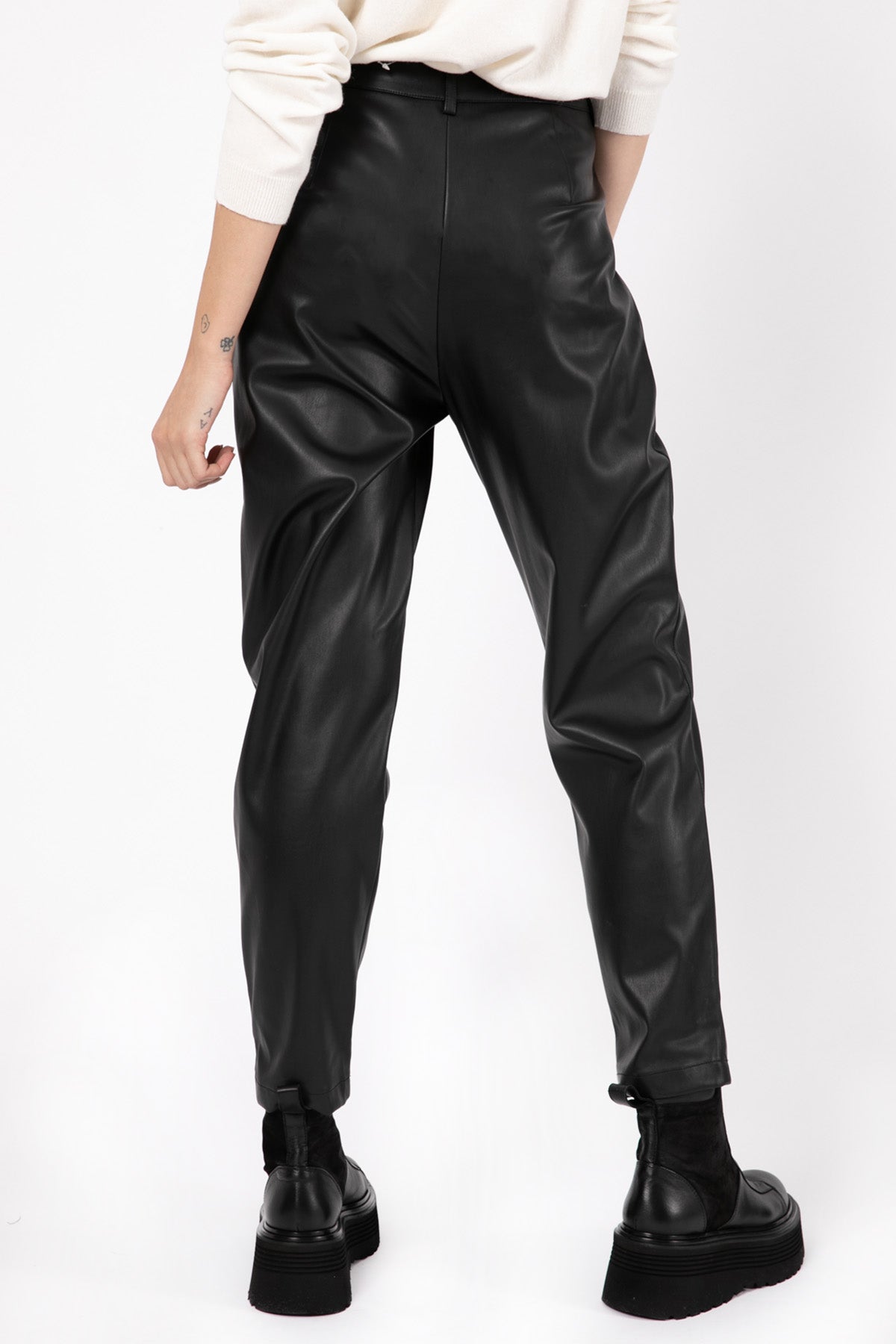 Liu Jo Çift Pileli Deri Pantolon-Libas Trendy Fashion Store