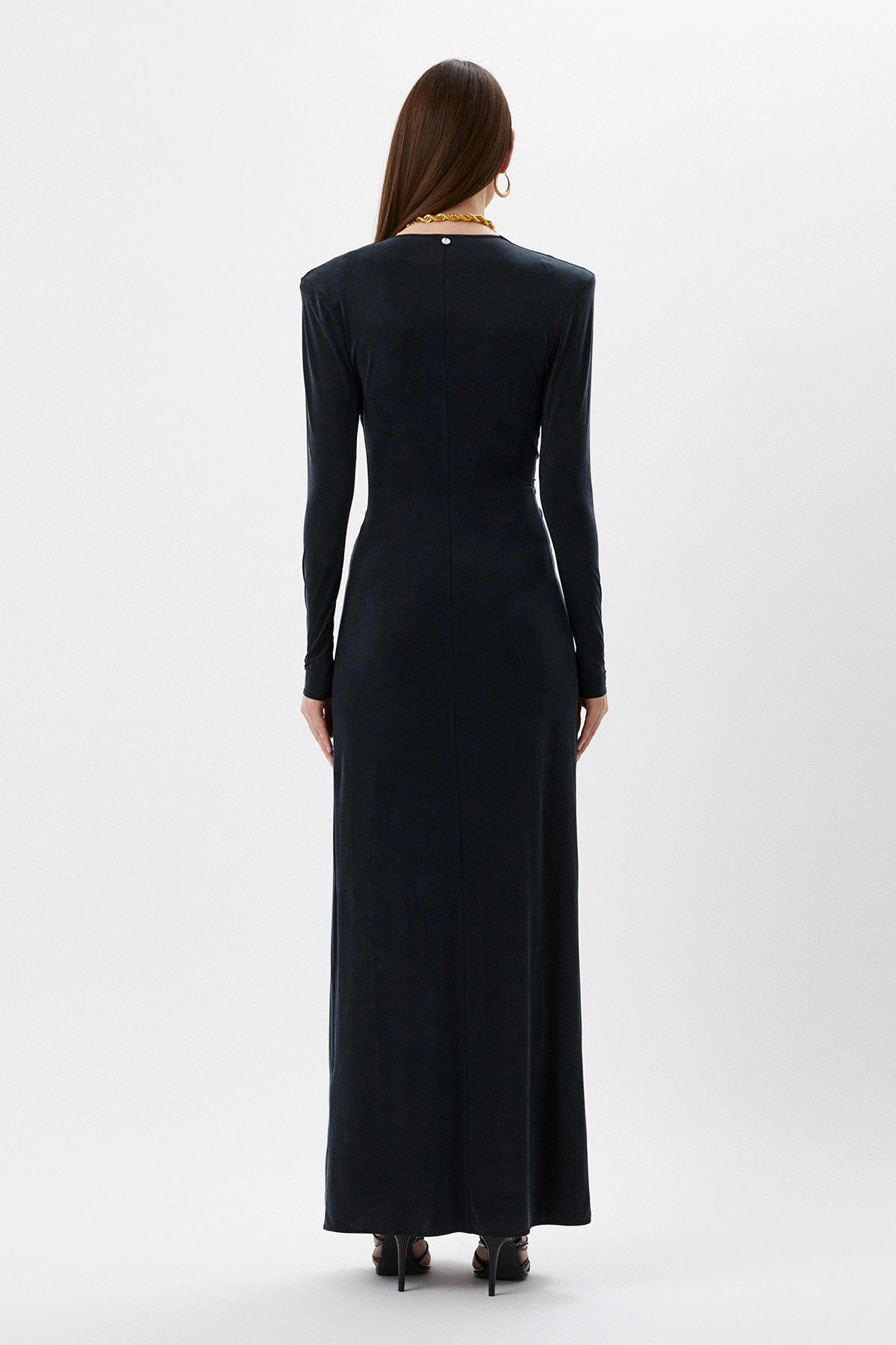 Liu Jo V Yakalı Drapeli Abiye Elbise-Libas Trendy Fashion Store