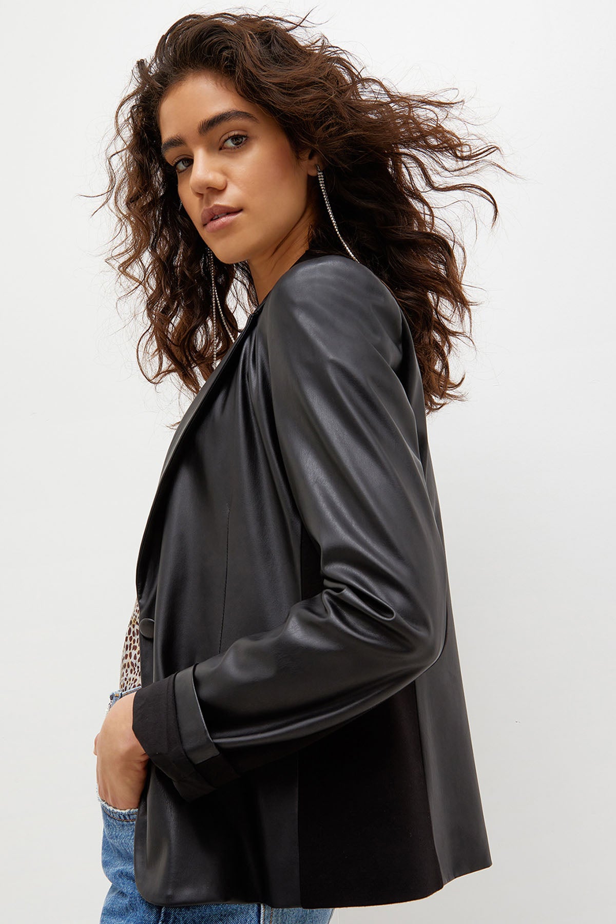 Liu Jo Tek Düğme Deri Ceket-Libas Trendy Fashion Store