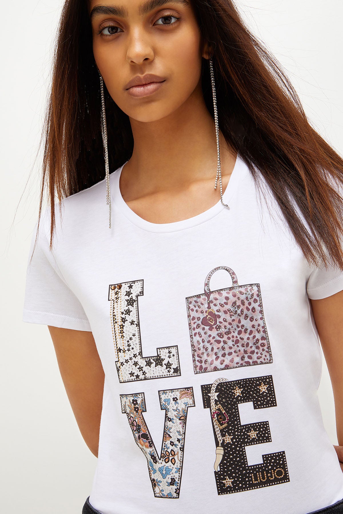 Liu Jo Yuvarlak Yaka Aksesuar Detaylı T-shirt-Libas Trendy Fashion Store