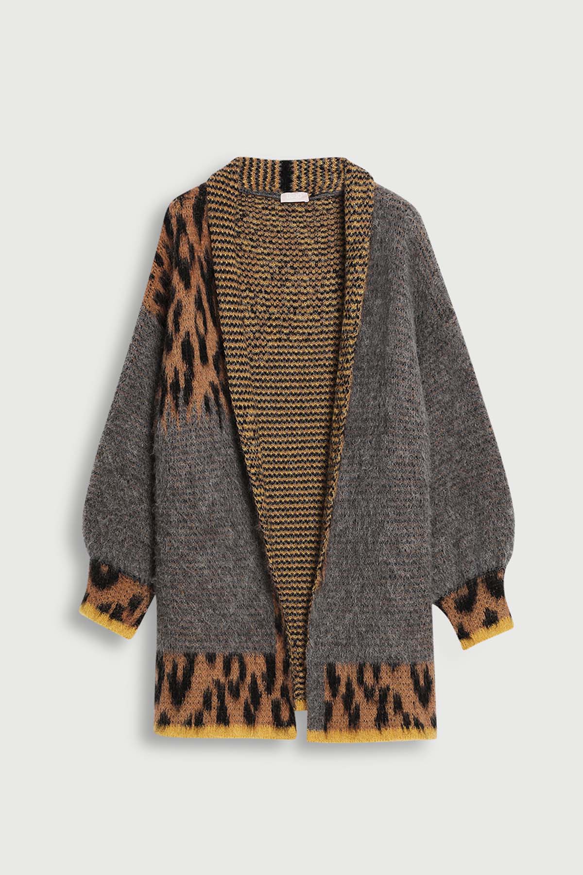 Liu Jo Leopar Desenli Şal Yaka Yün Ceket-Libas Trendy Fashion Store