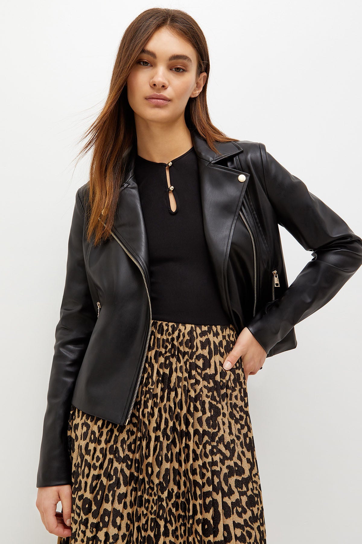 Liu Jo Kruvaze Deri Ceket-Libas Trendy Fashion Store