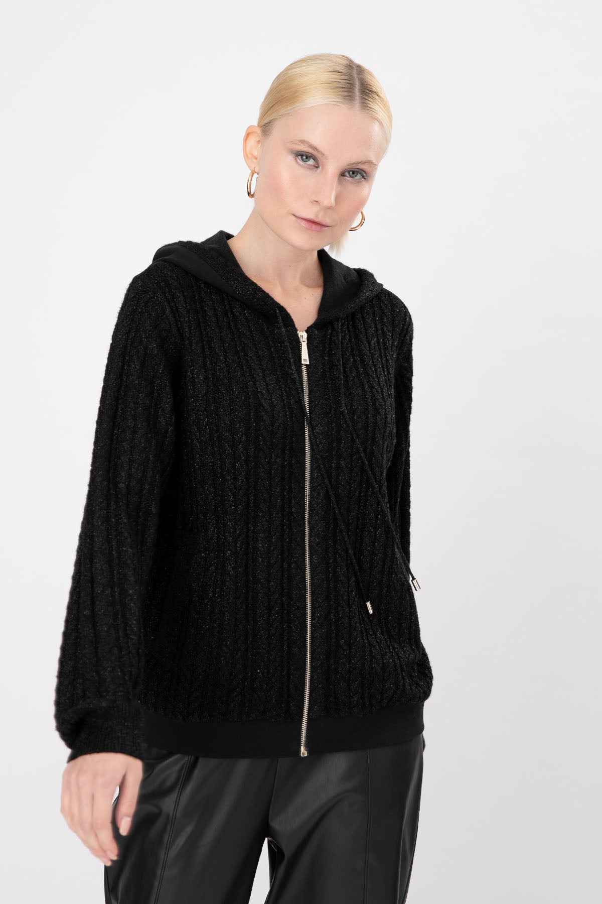 Liu Jo Fermuarlı Metalik Örgü Sweatshirt-Libas Trendy Fashion Store