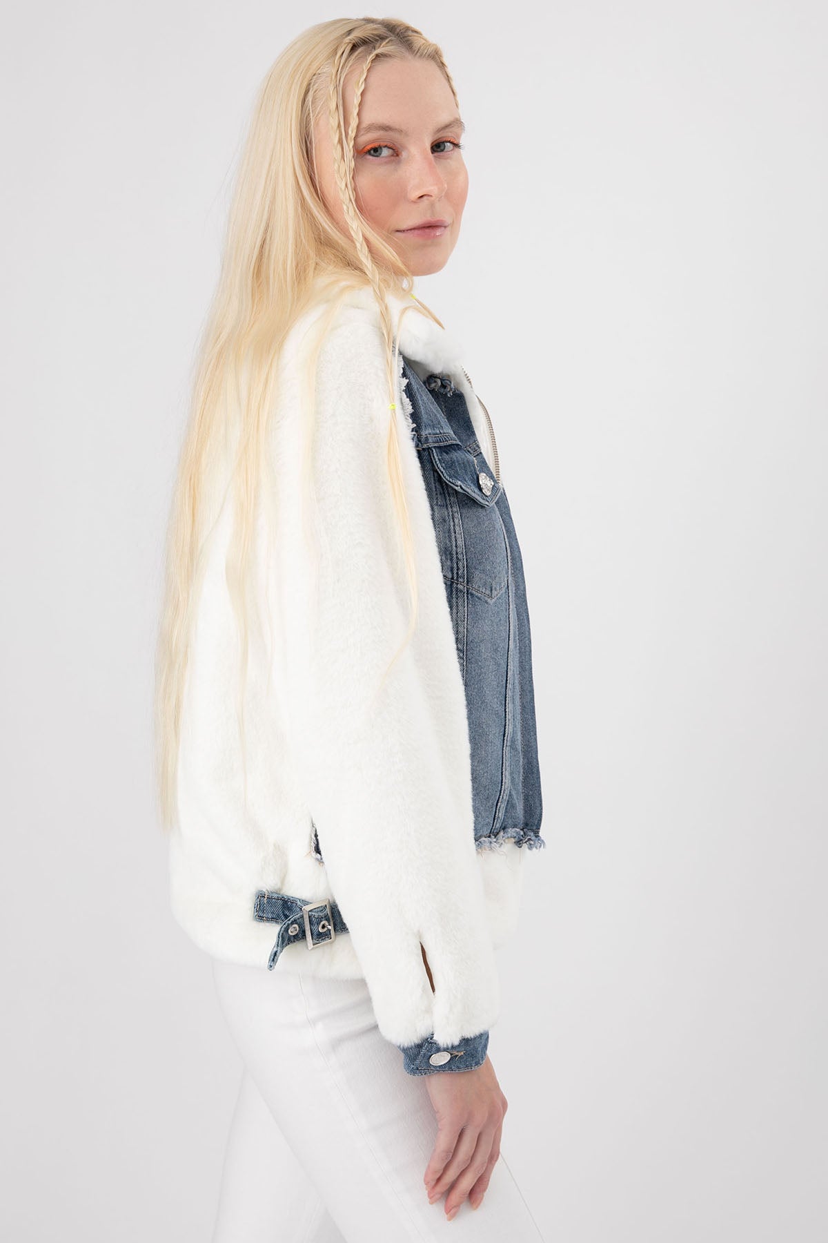 Liu Jo Denim Detaylı Peluş Ceket-Libas Trendy Fashion Store